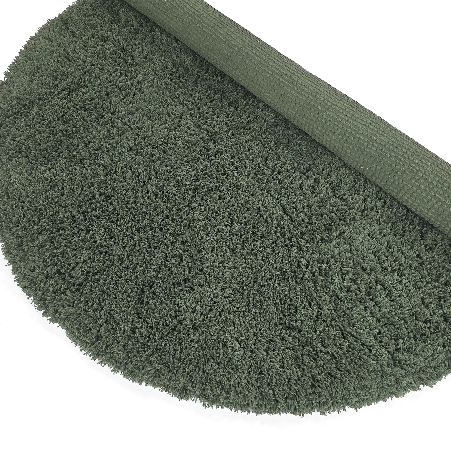 Round rug - Combarro Solid Cotton Shaggy (green)