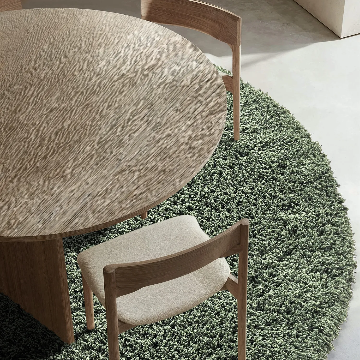 Round rug - Combarro Solid Cotton Shaggy (green)