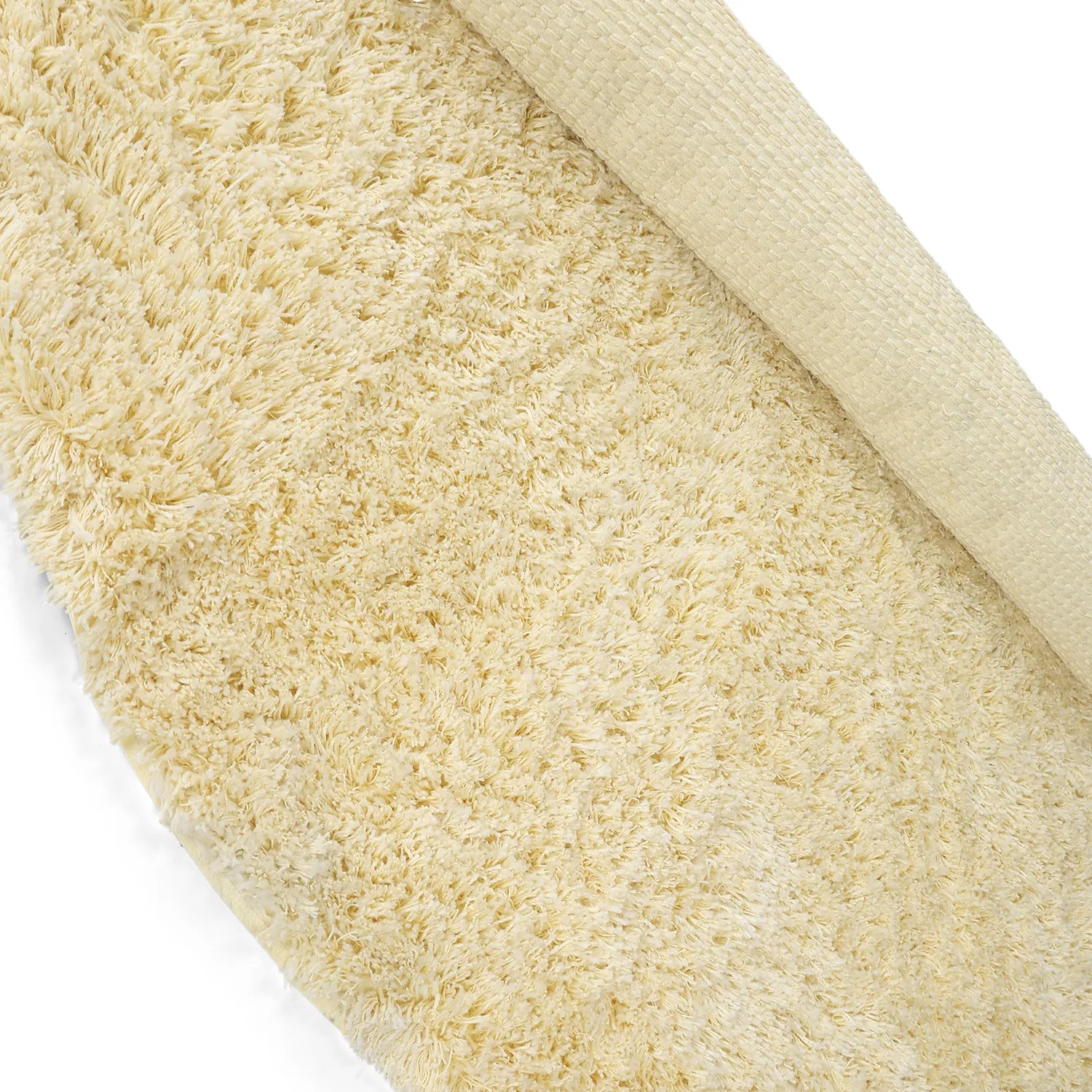 Round rug - Combarro Solid Cotton Shaggy (light yellow)