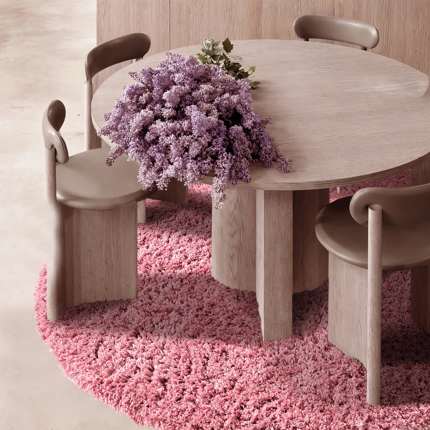 Round rug - Combarro Solid Cotton Shaggy (light pink)