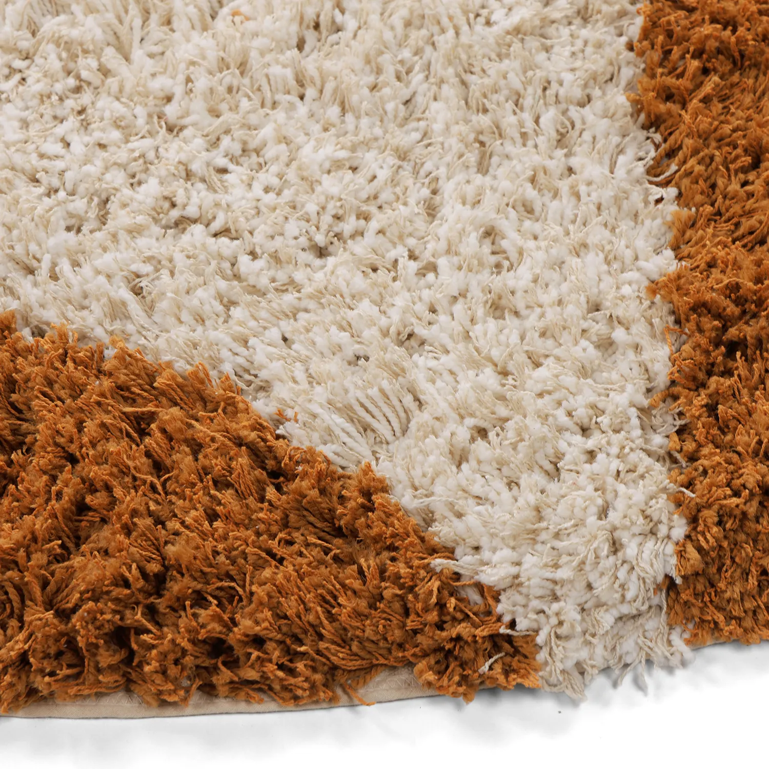 Round rug - Kalymnos Natural Cotton Shaggy (off-white/ochre)