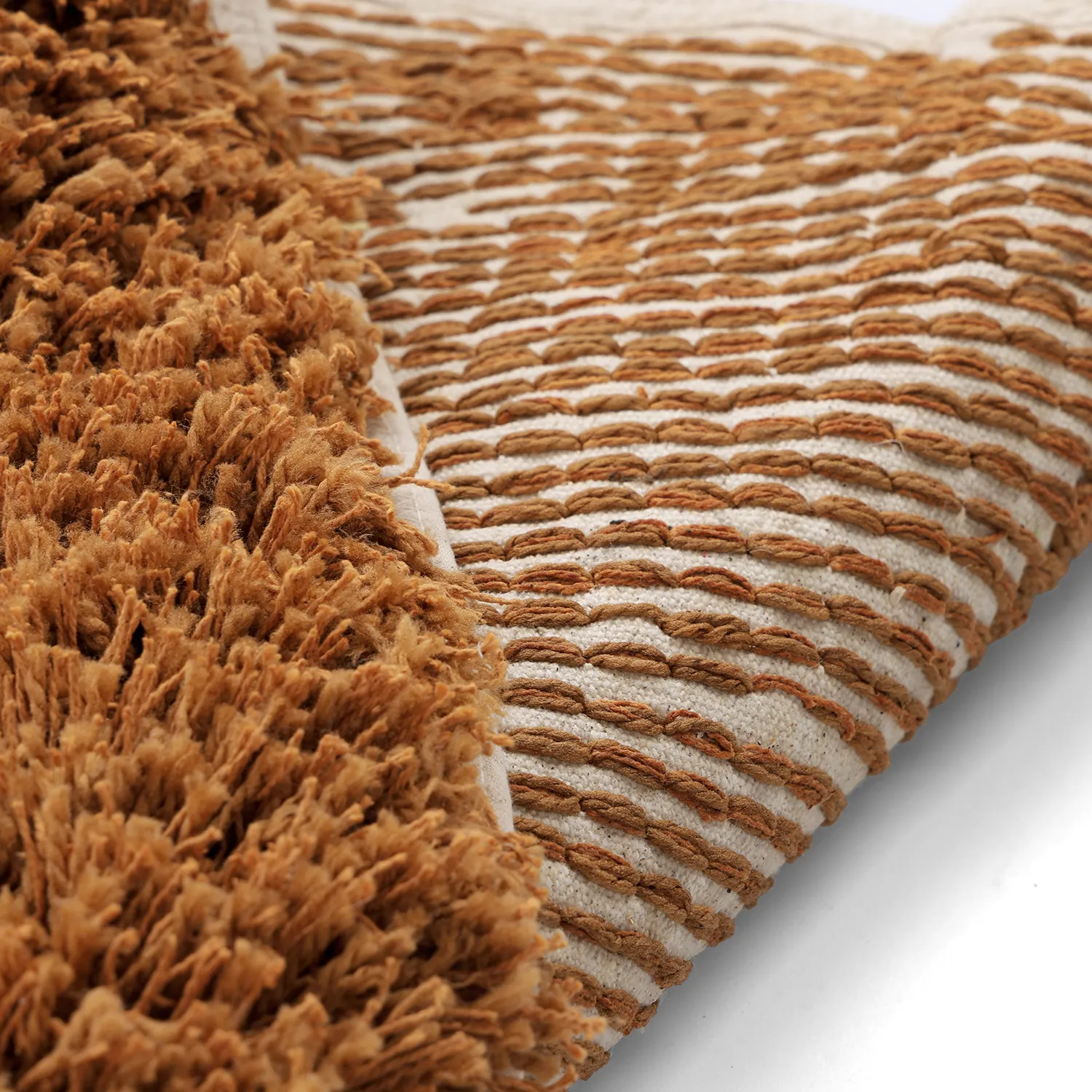 Round rug - Kalymnos Natural Cotton Shaggy (off-white/ochre)