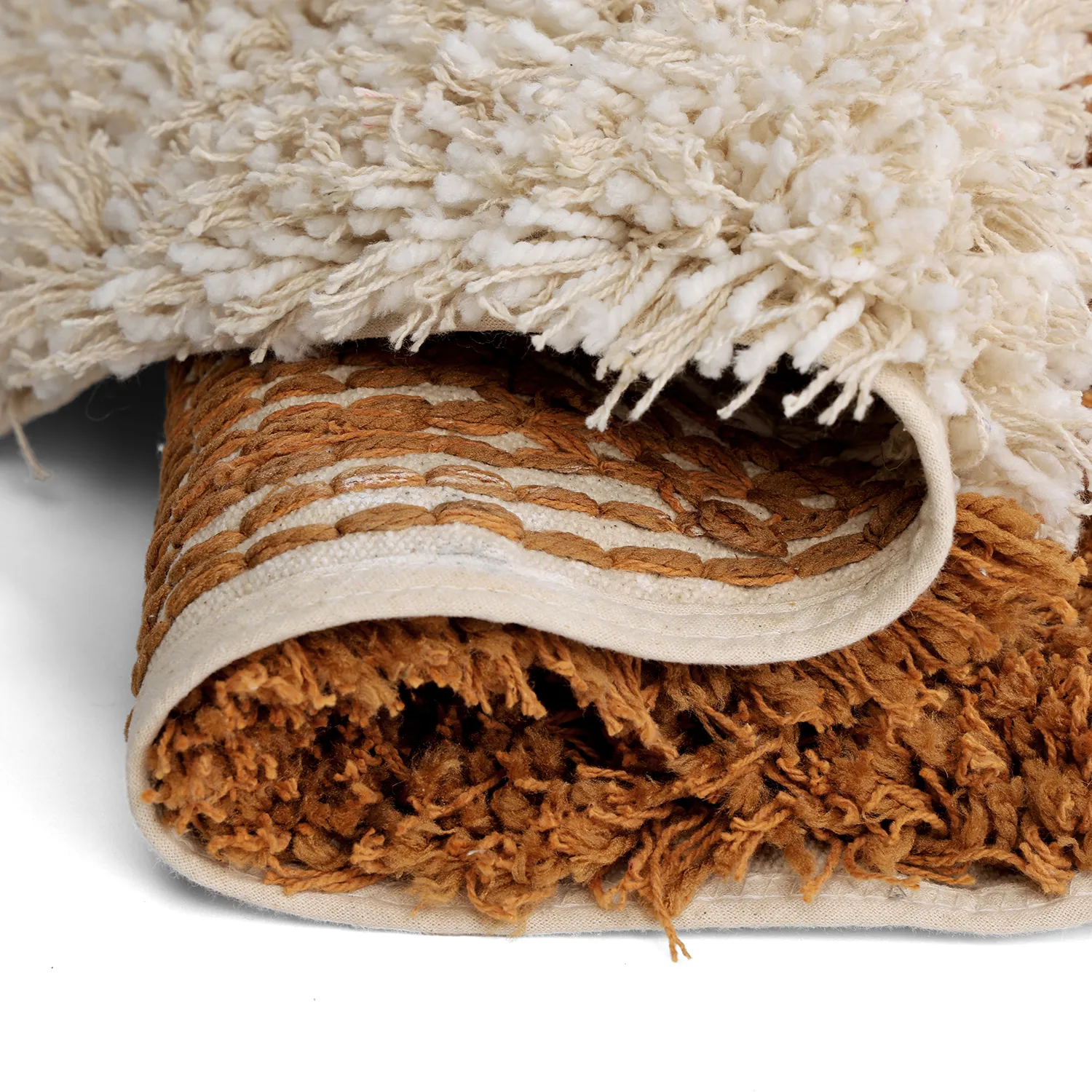 Round rug - Kalymnos Natural Cotton Shaggy (off-white/ochre)