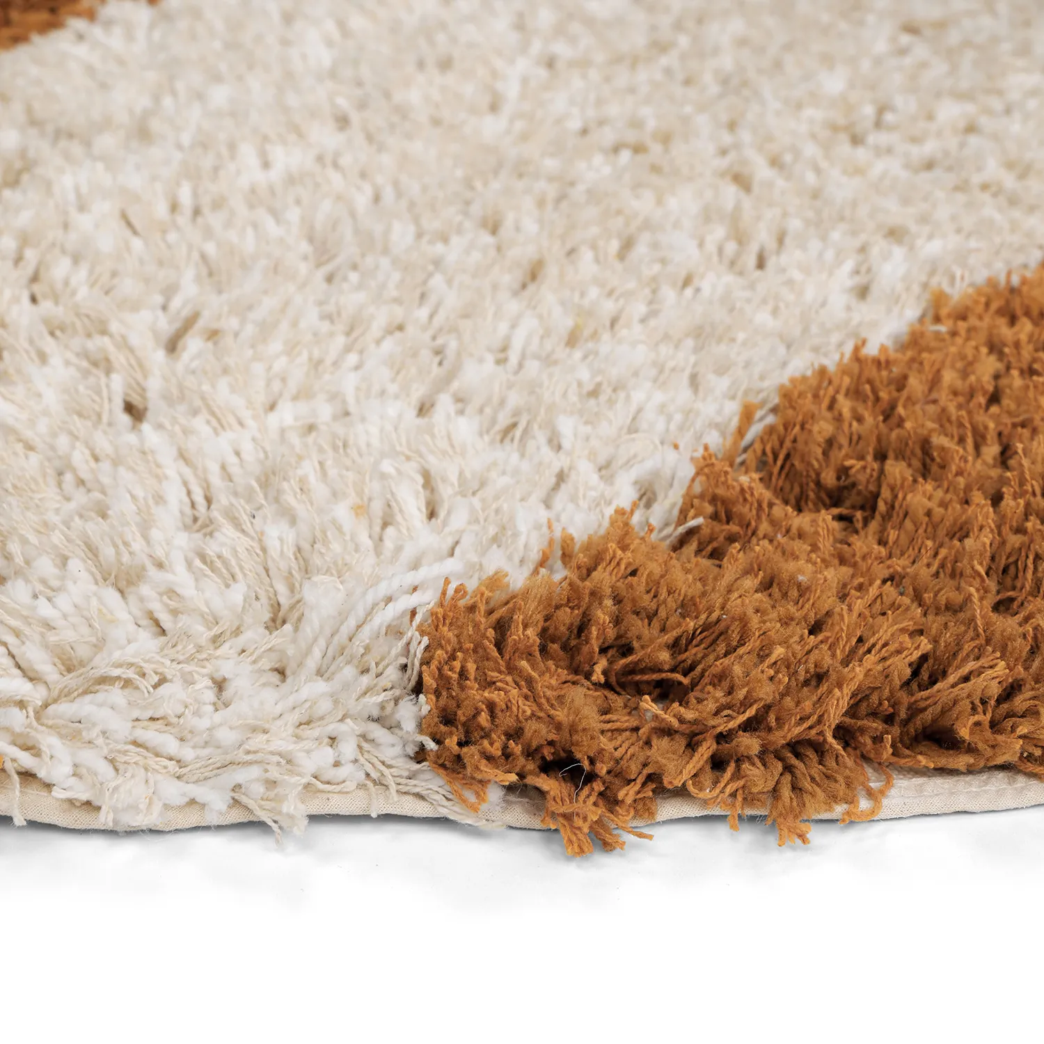 Round rug - Kalymnos Natural Cotton Shaggy (off-white/ochre)
