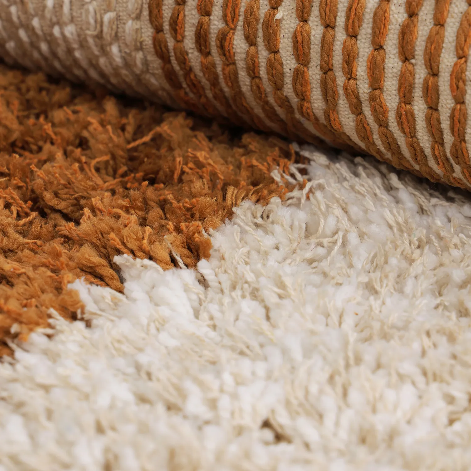 Round rug - Kalymnos Natural Cotton Shaggy (off-white/ochre)