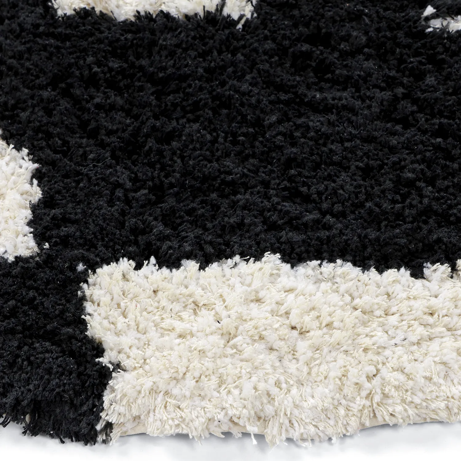 Round rug - Marvao Natural Cotton Shaggy (off-white/black)