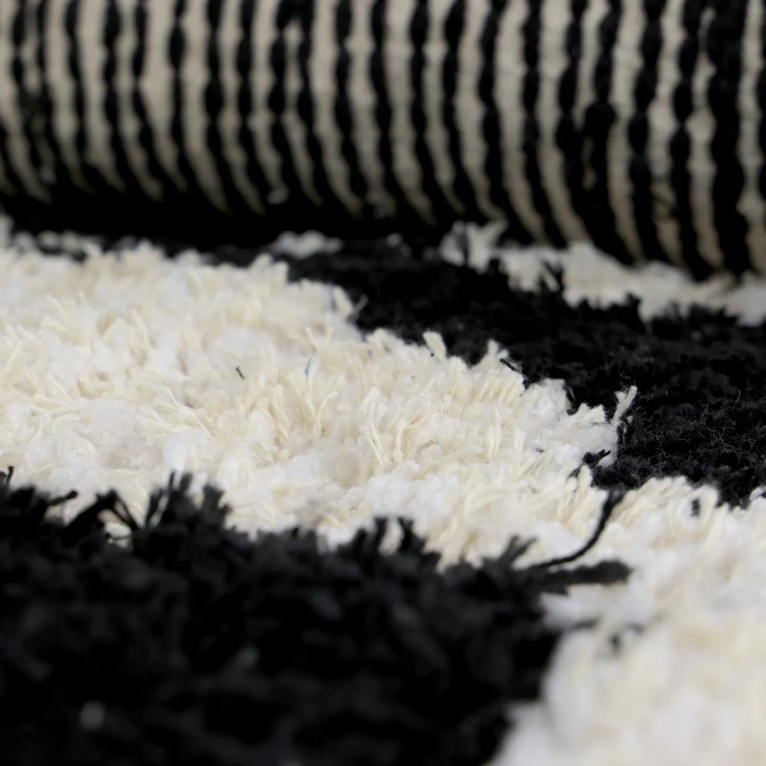 Round rug - Marvao Natural Cotton Shaggy (off-white/black)