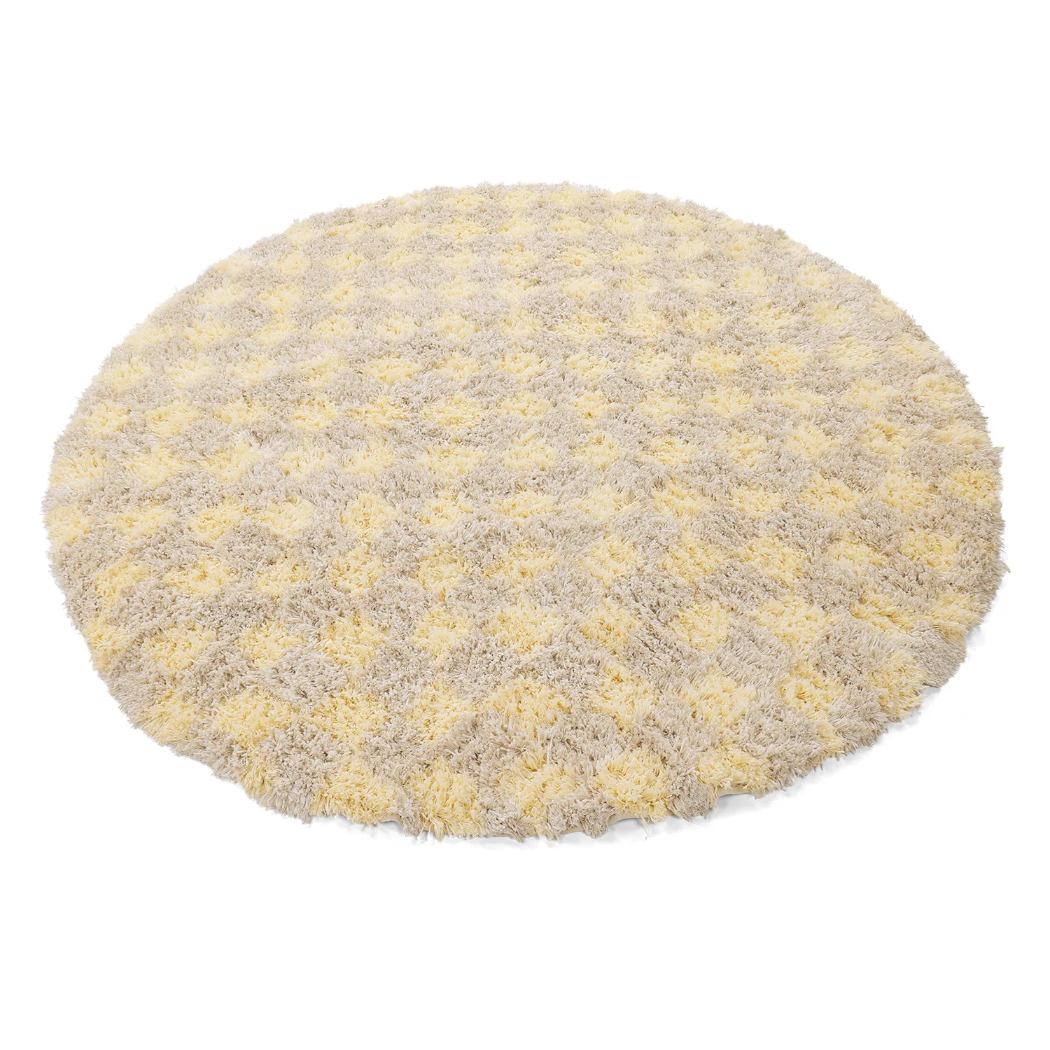 Round rug - Methoni Check Cotton Shaggy (cream/light yellow)