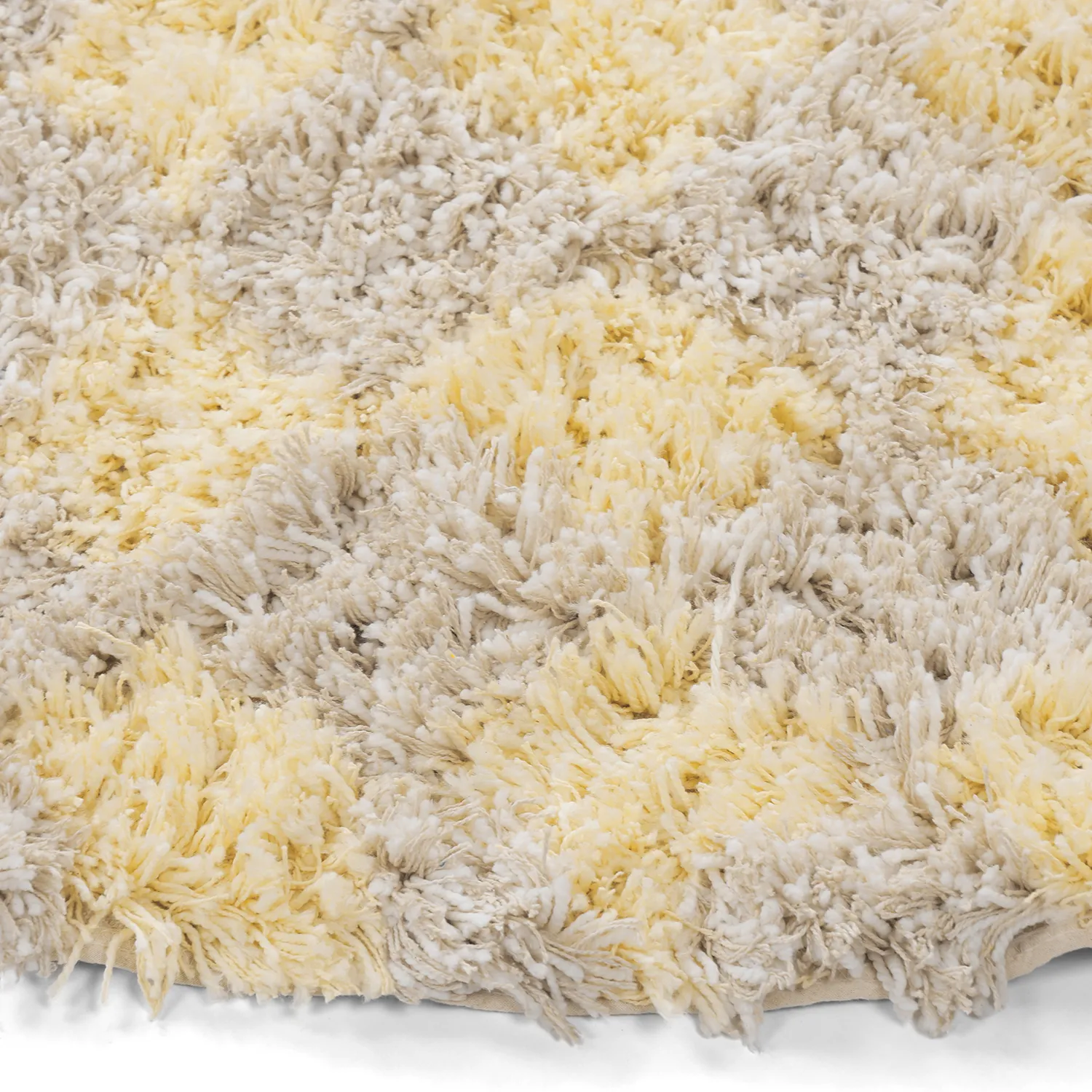 Round rug - Methoni Check Cotton Shaggy (cream/light yellow)