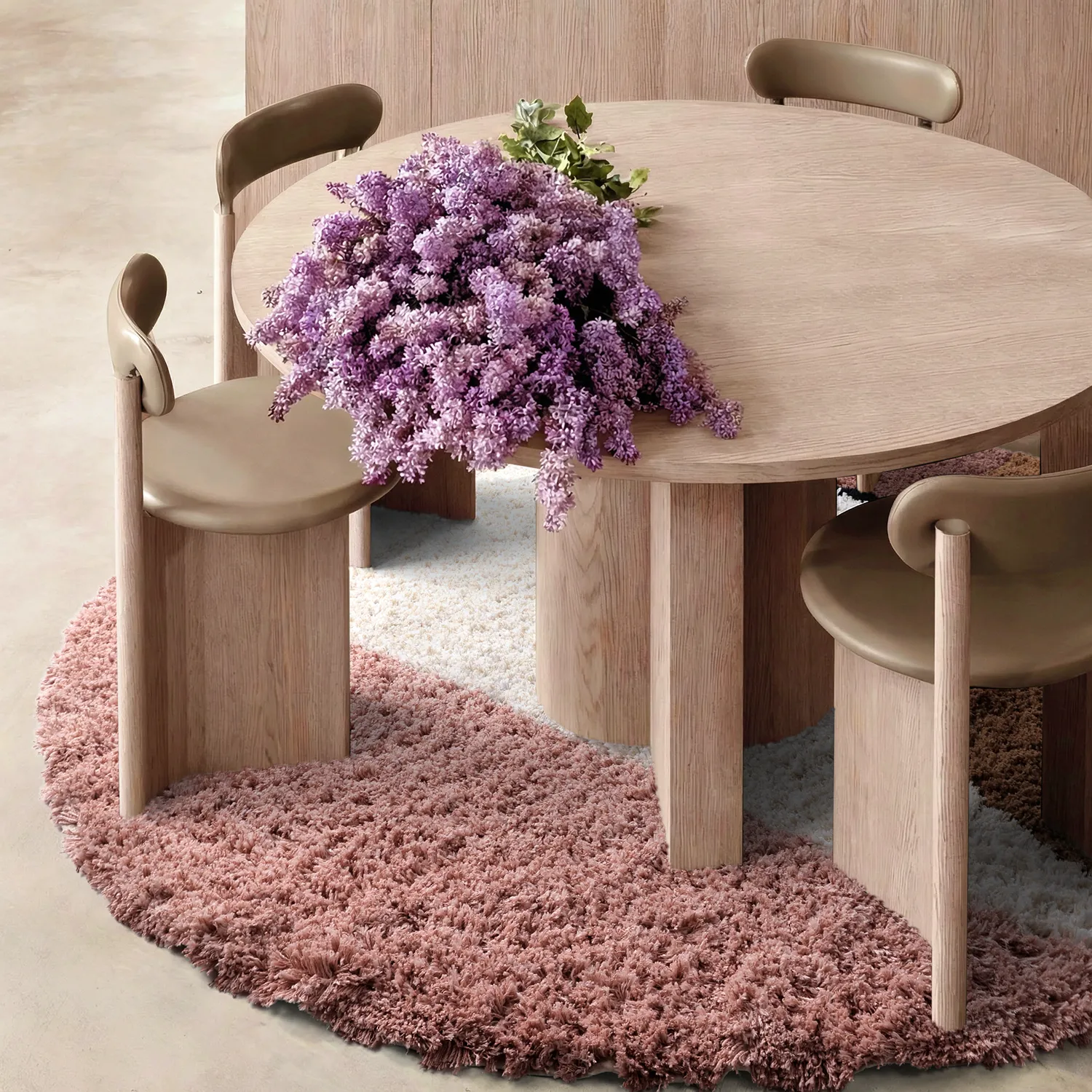 Round rug - Perast Natural Cotton Shaggy (multi)