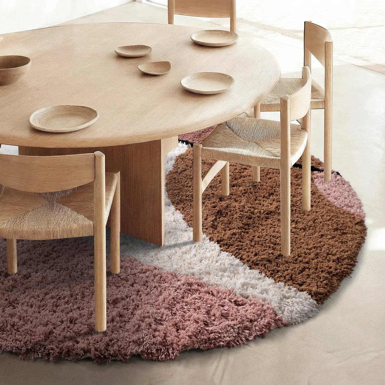 Round rug - Perast Natural Cotton Shaggy (multi)