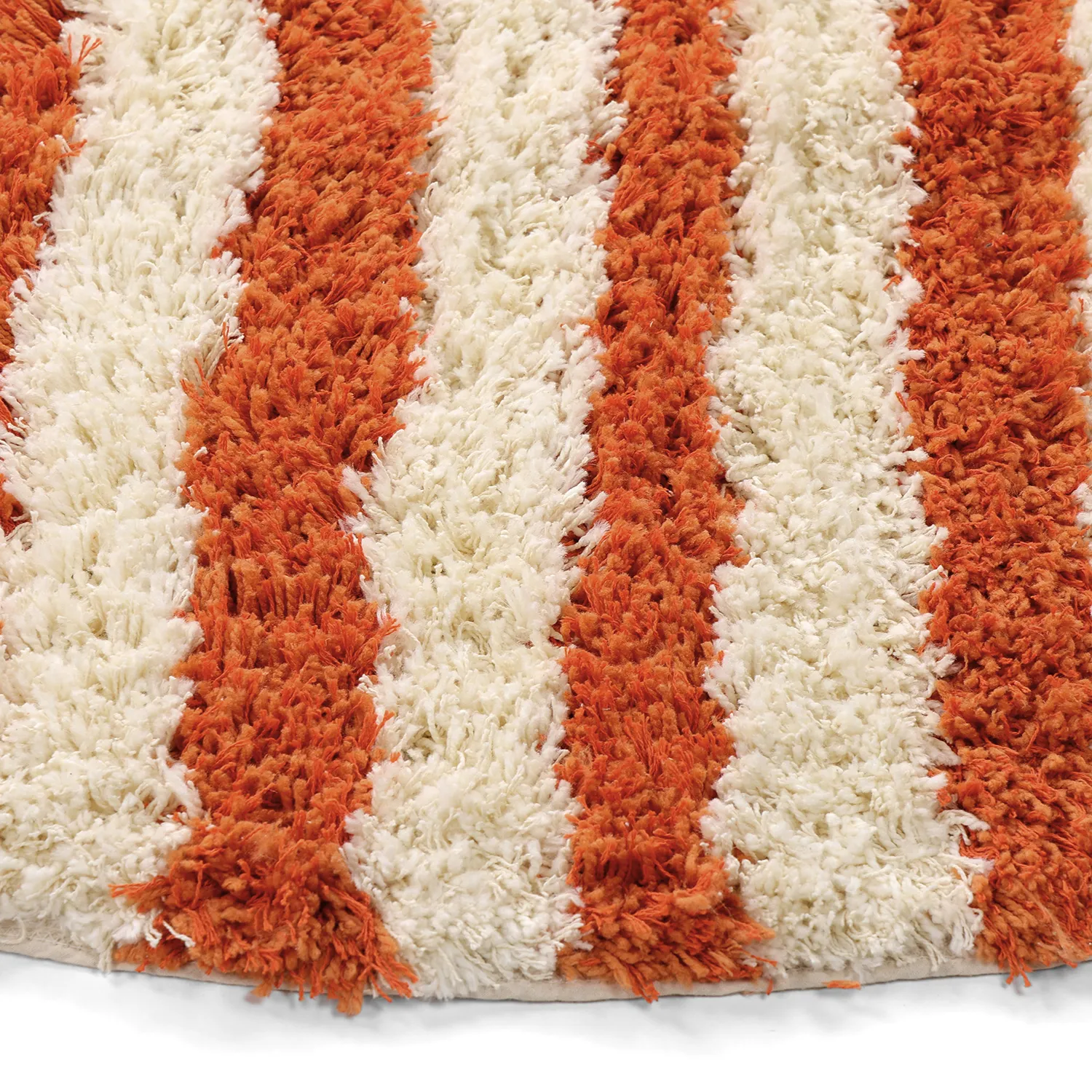 Round rug - Thira Stripe Cotton Shaggy (light yellow/light orange)