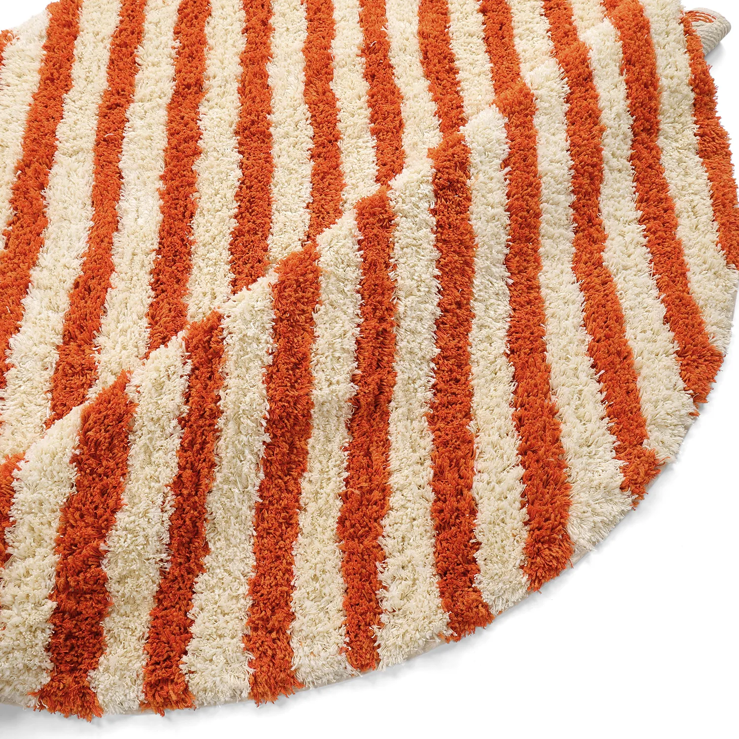 Round rug - Thira Stripe Cotton Shaggy (light yellow/light orange)