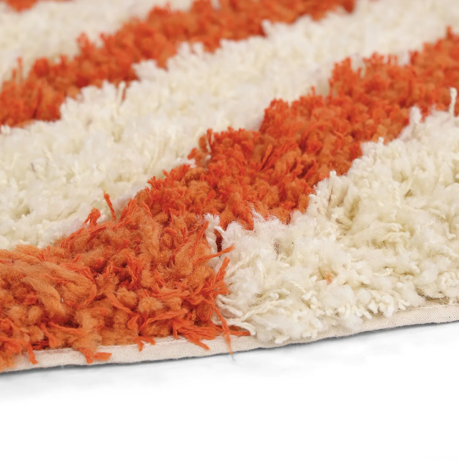 Round rug - Thira Stripe Cotton Shaggy (light yellow/light orange)