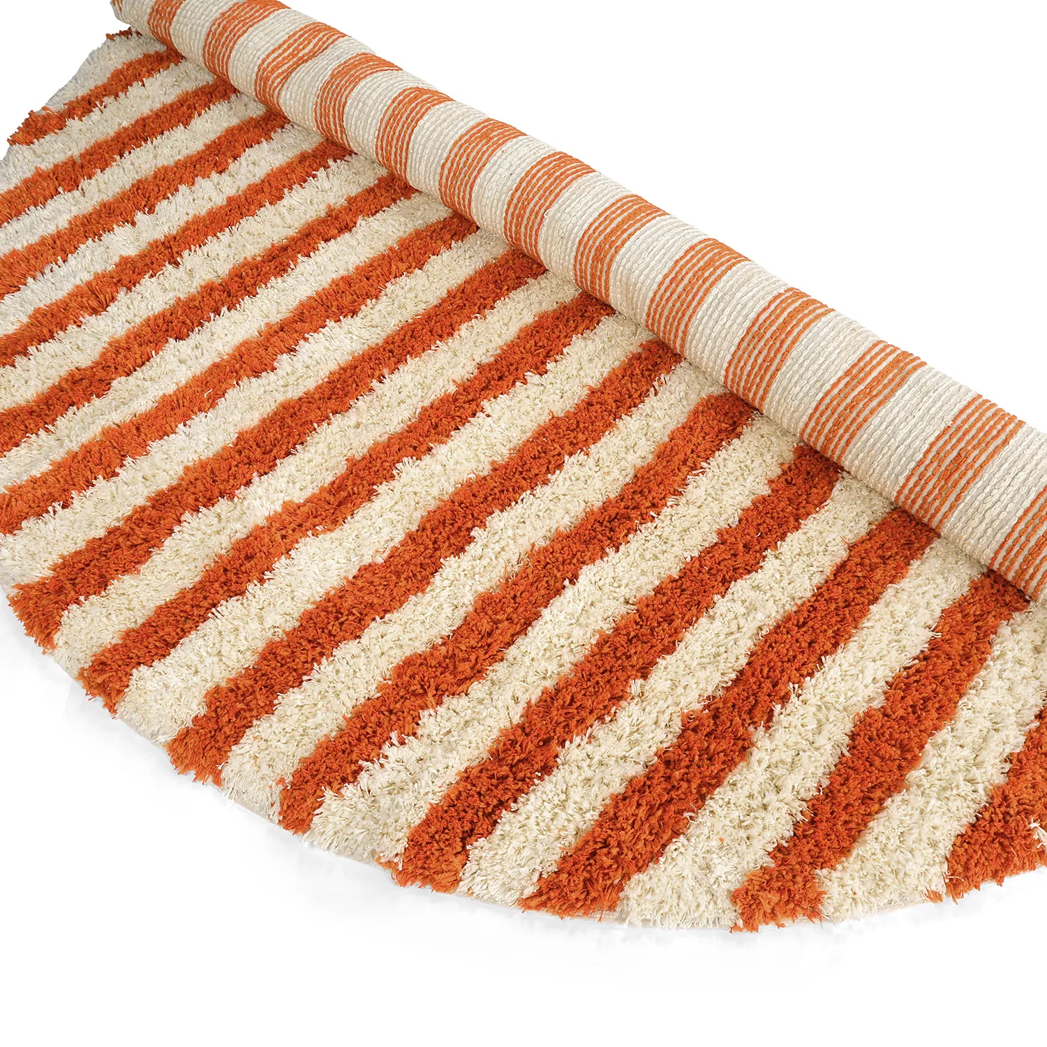 Round rug - Thira Stripe Cotton Shaggy (light yellow/light orange)