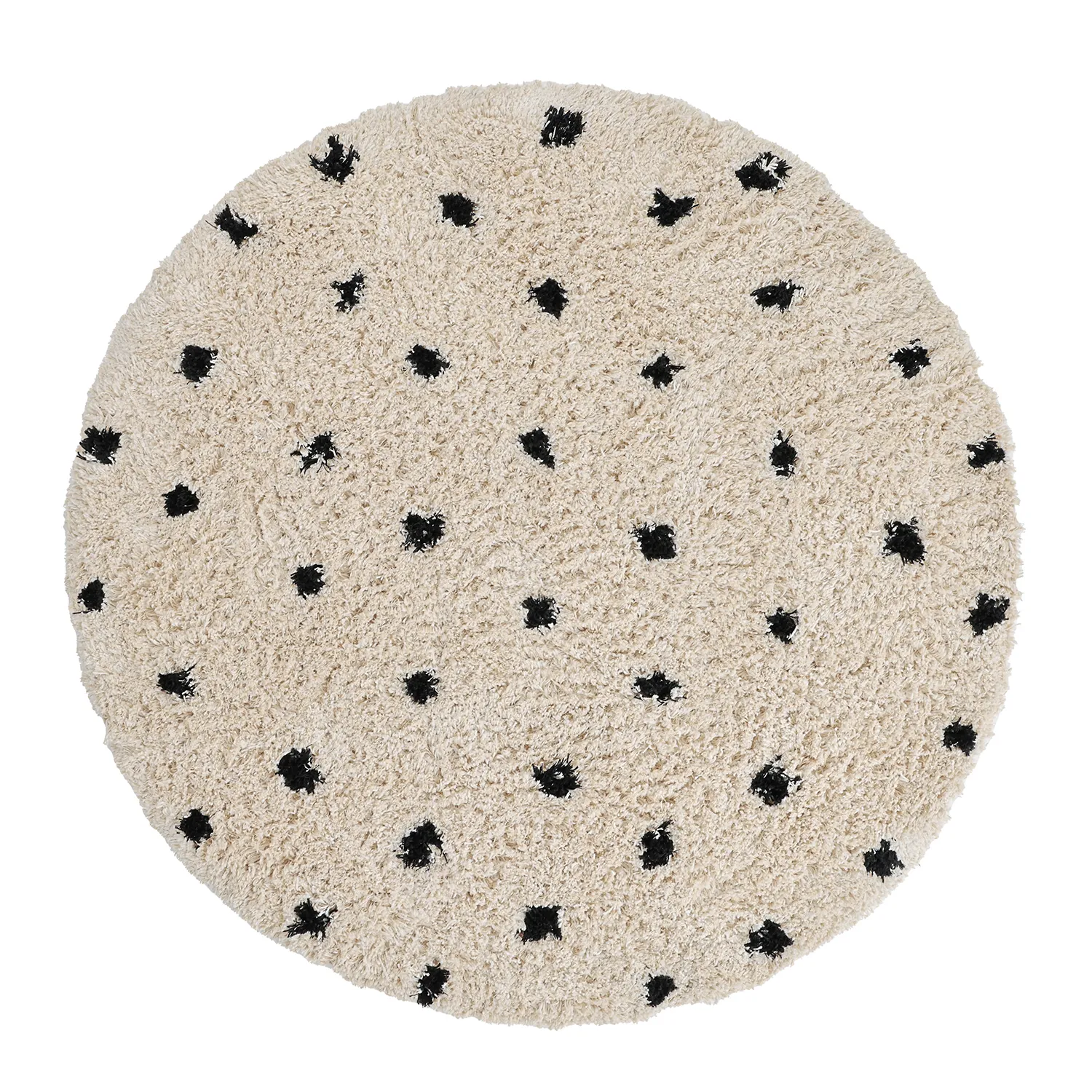 Round rug - Soria Natural Cotton Shaggy (off-white/black)