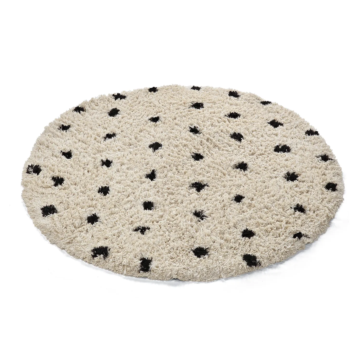 Round rug - Soria Natural Cotton Shaggy (off-white/black)