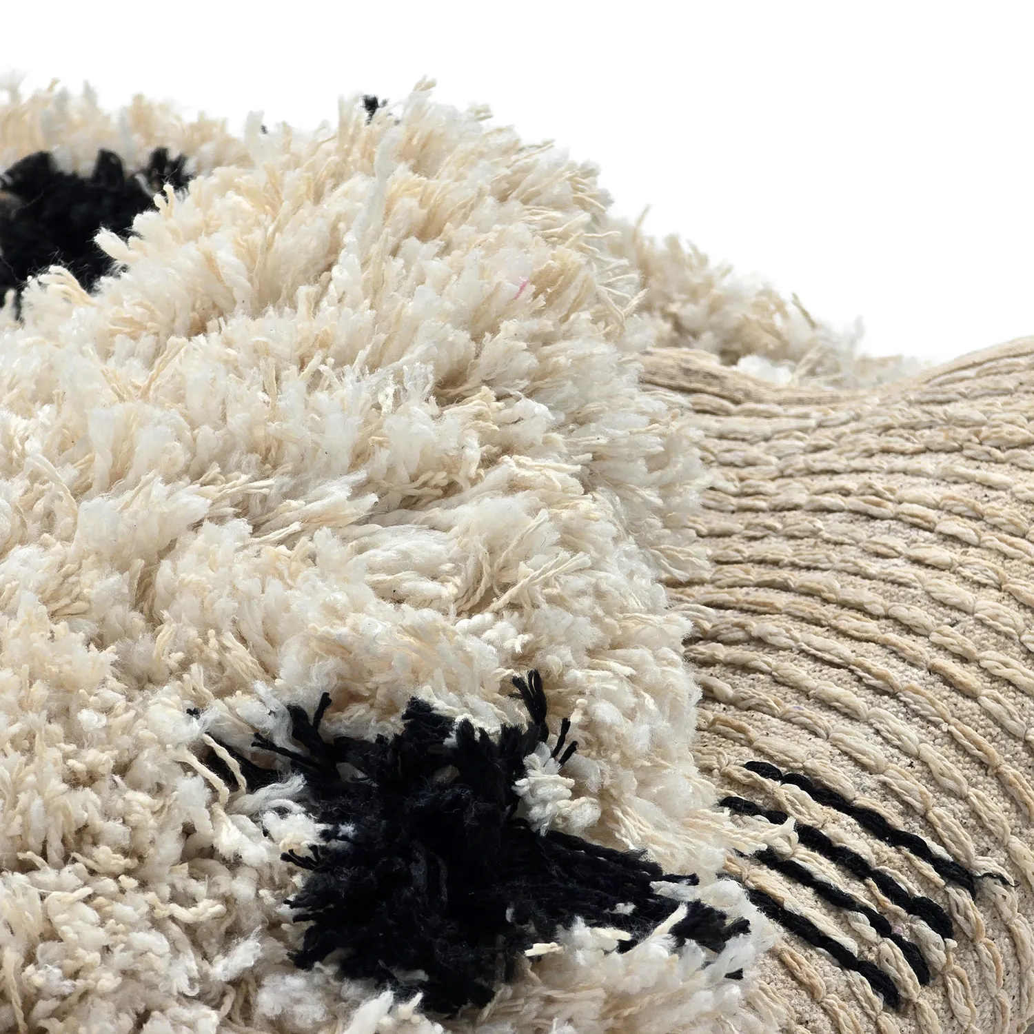 Round rug - Soria Natural Cotton Shaggy (off-white/black)