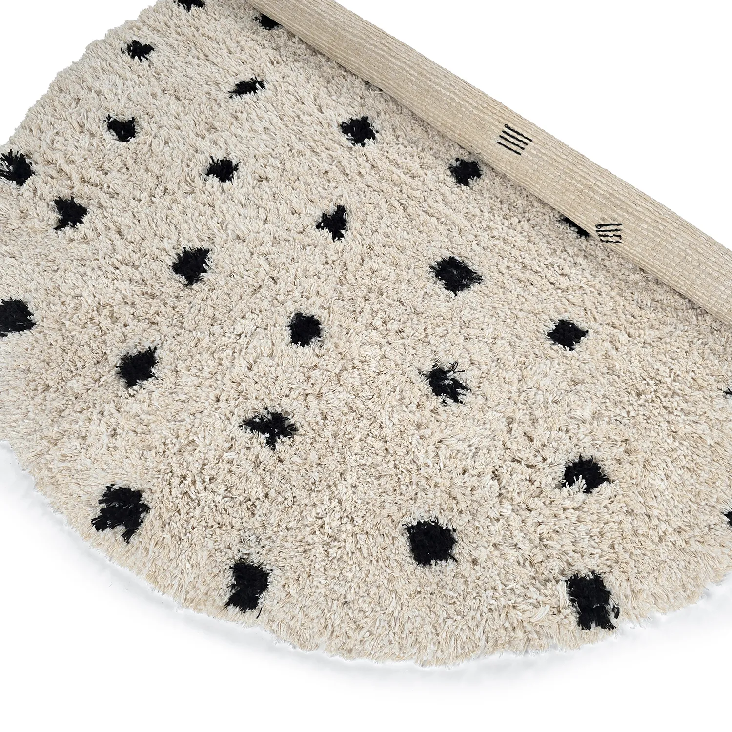 Round rug - Soria Natural Cotton Shaggy (off-white/black)