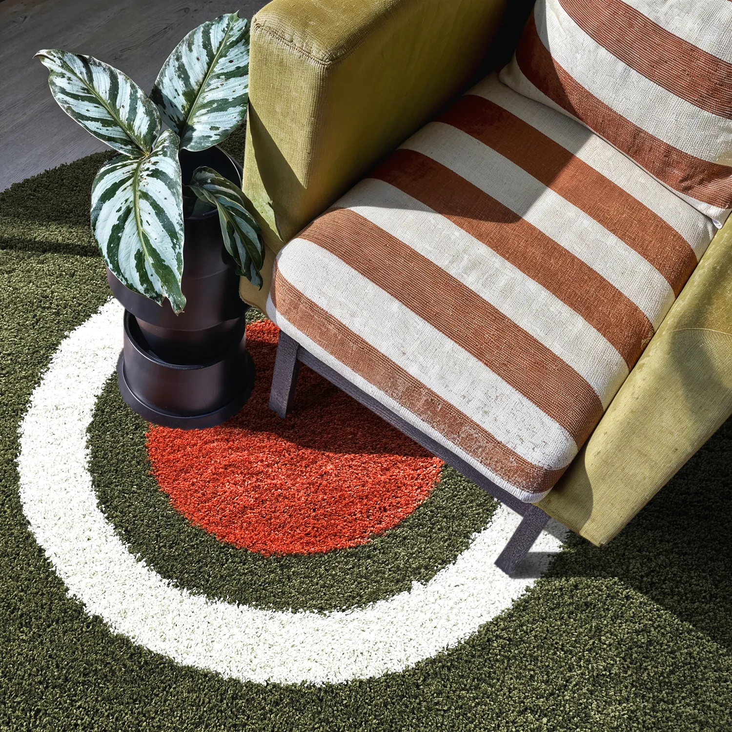 Round rugs - Alsace (green/white/orange)