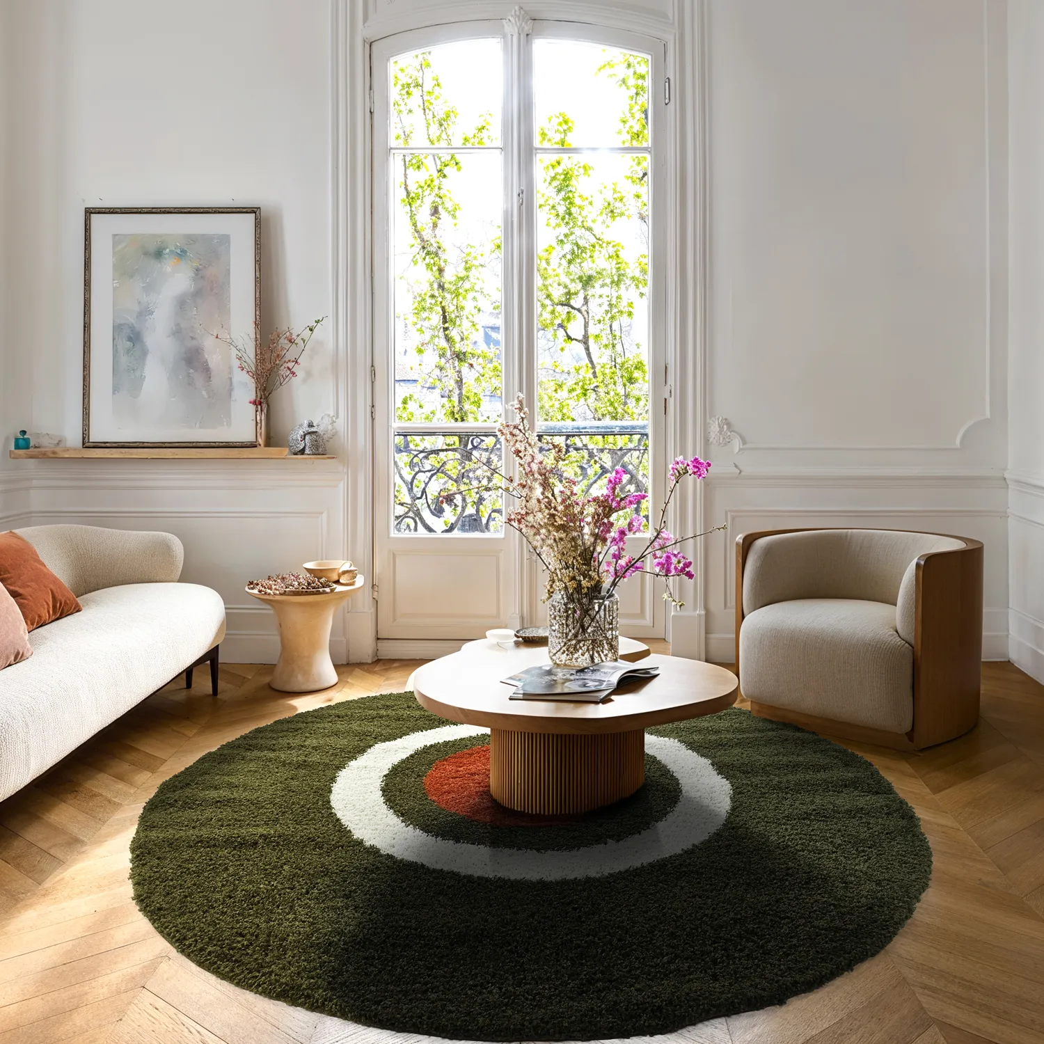 Round rugs - Alsace (green/white/orange)