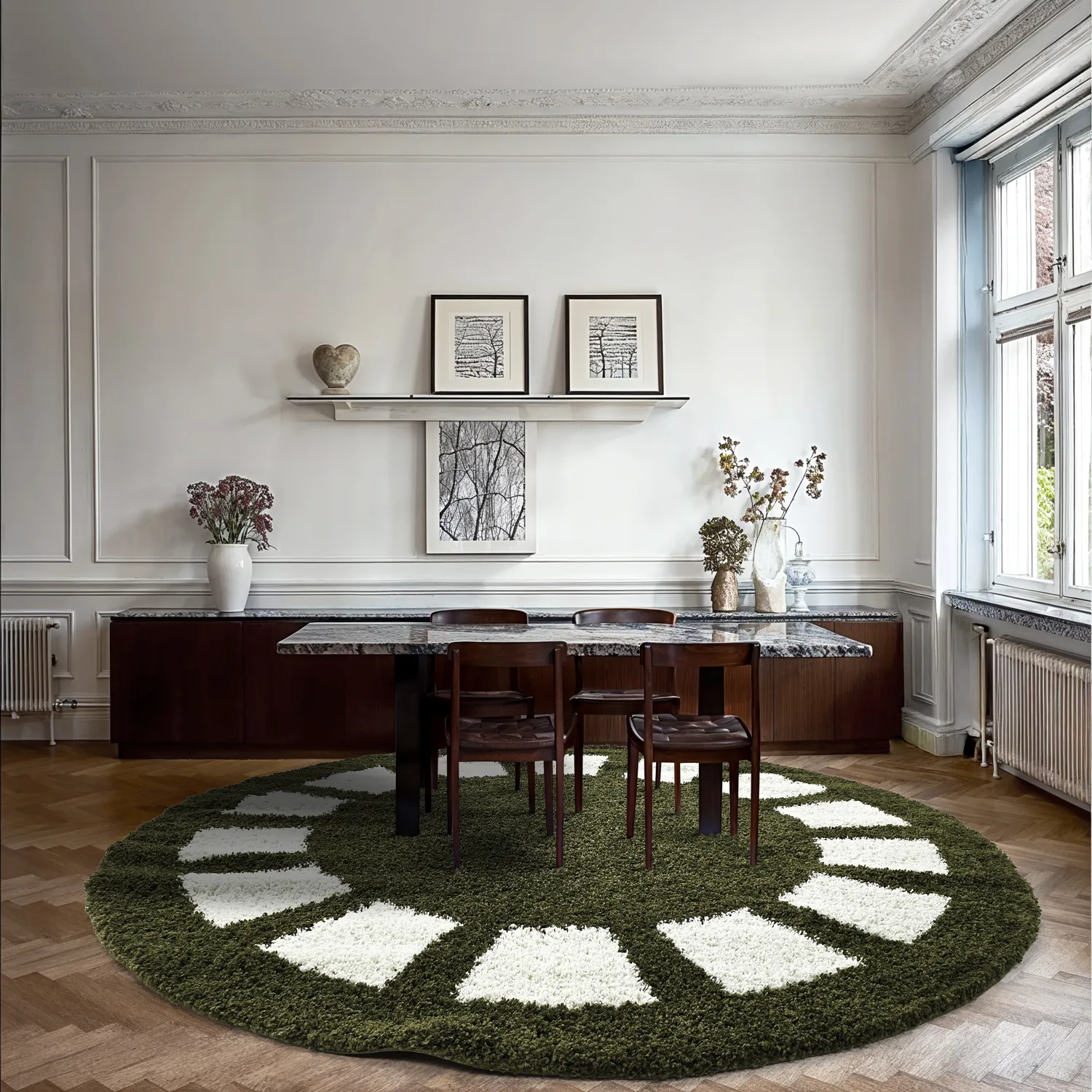 Round rugs - Asilah (green/white)