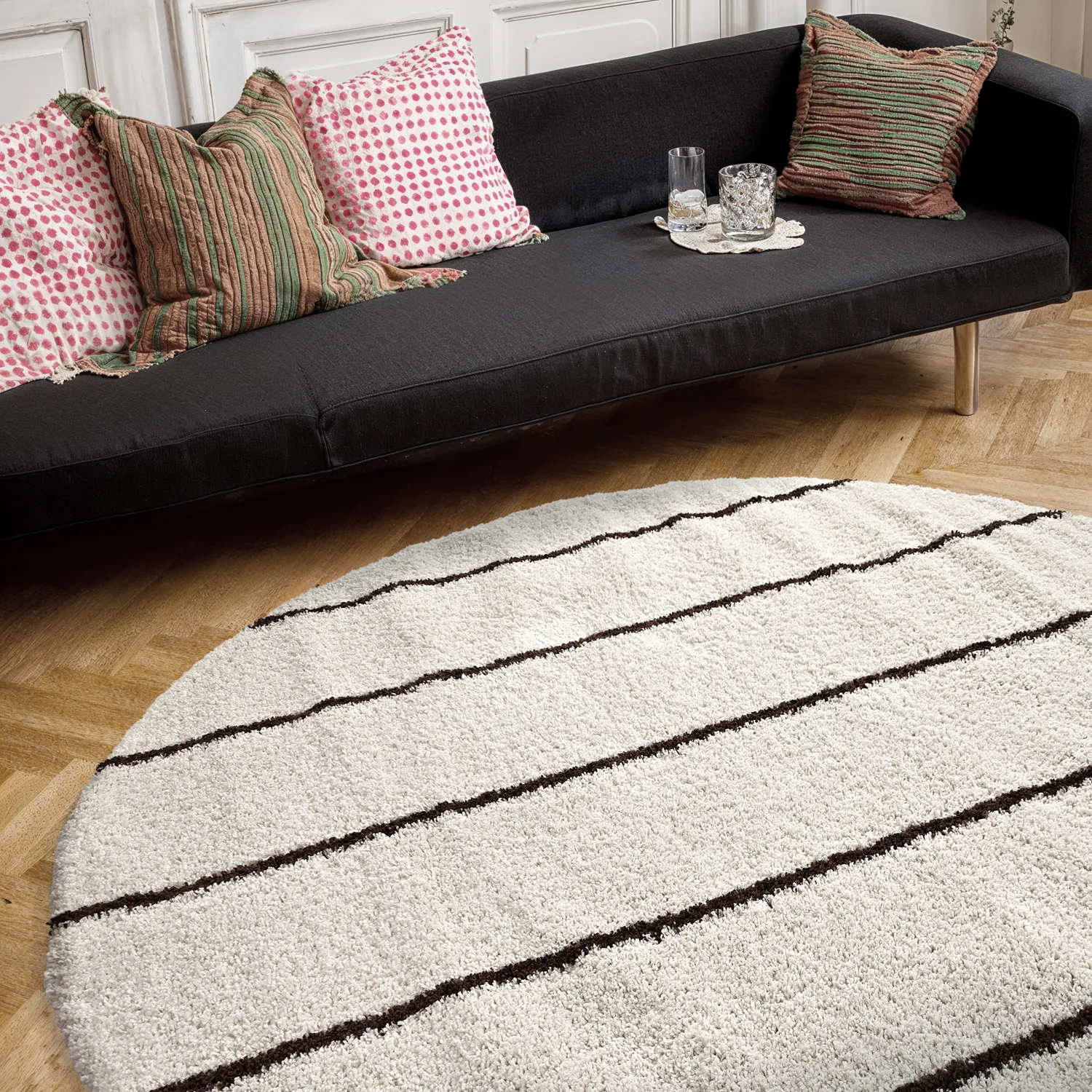 Round rugs - Eze (white/brown)