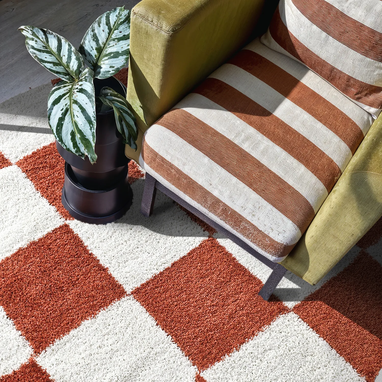 Round rugs - Gordes (orange/white)
