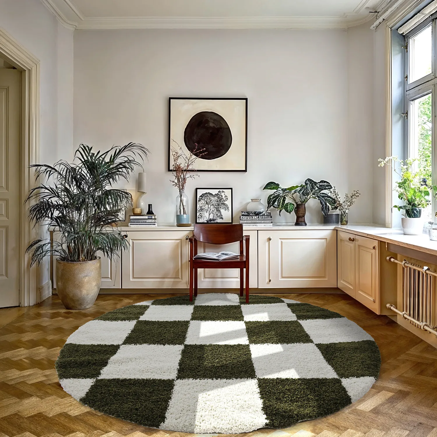 Round rugs - Gordes (green/white)