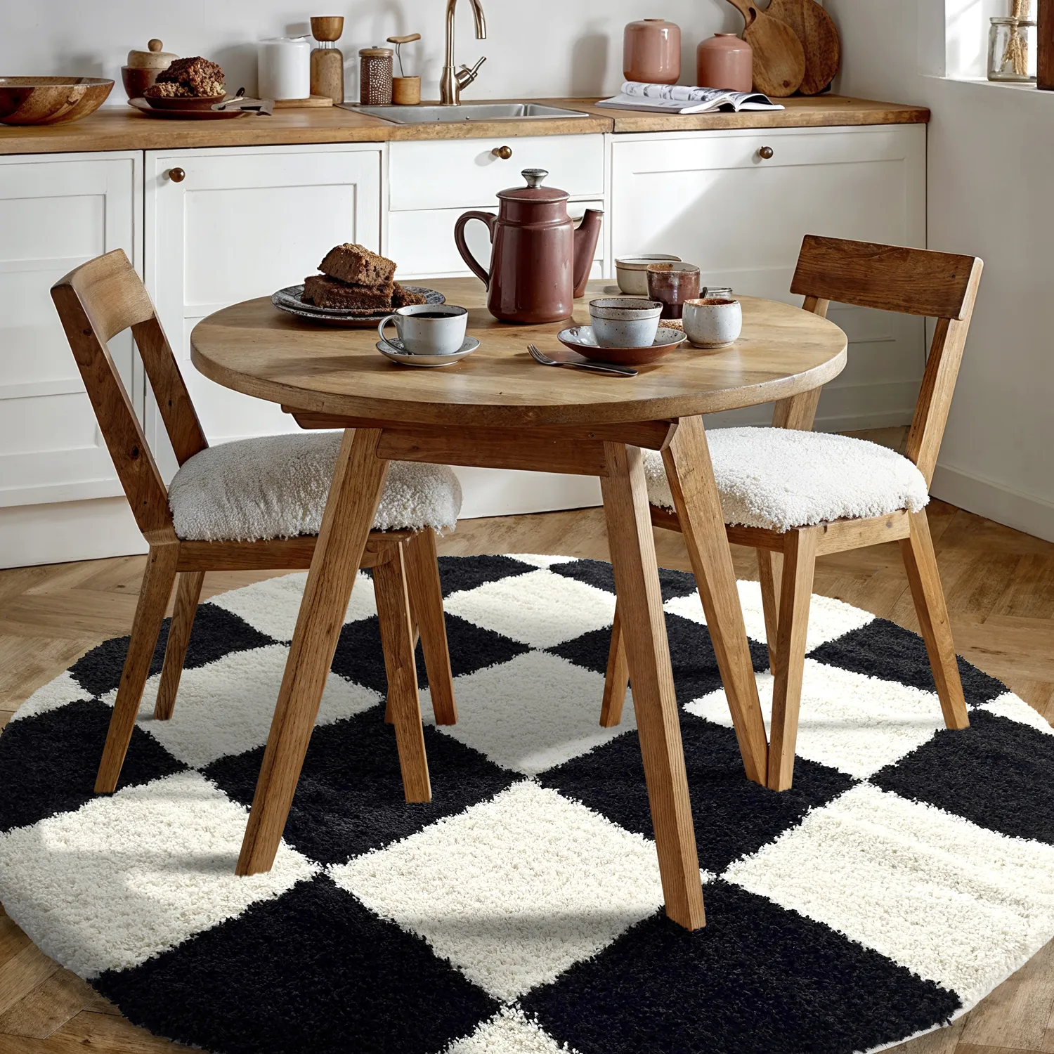 Round rugs - Gordes (black/white)