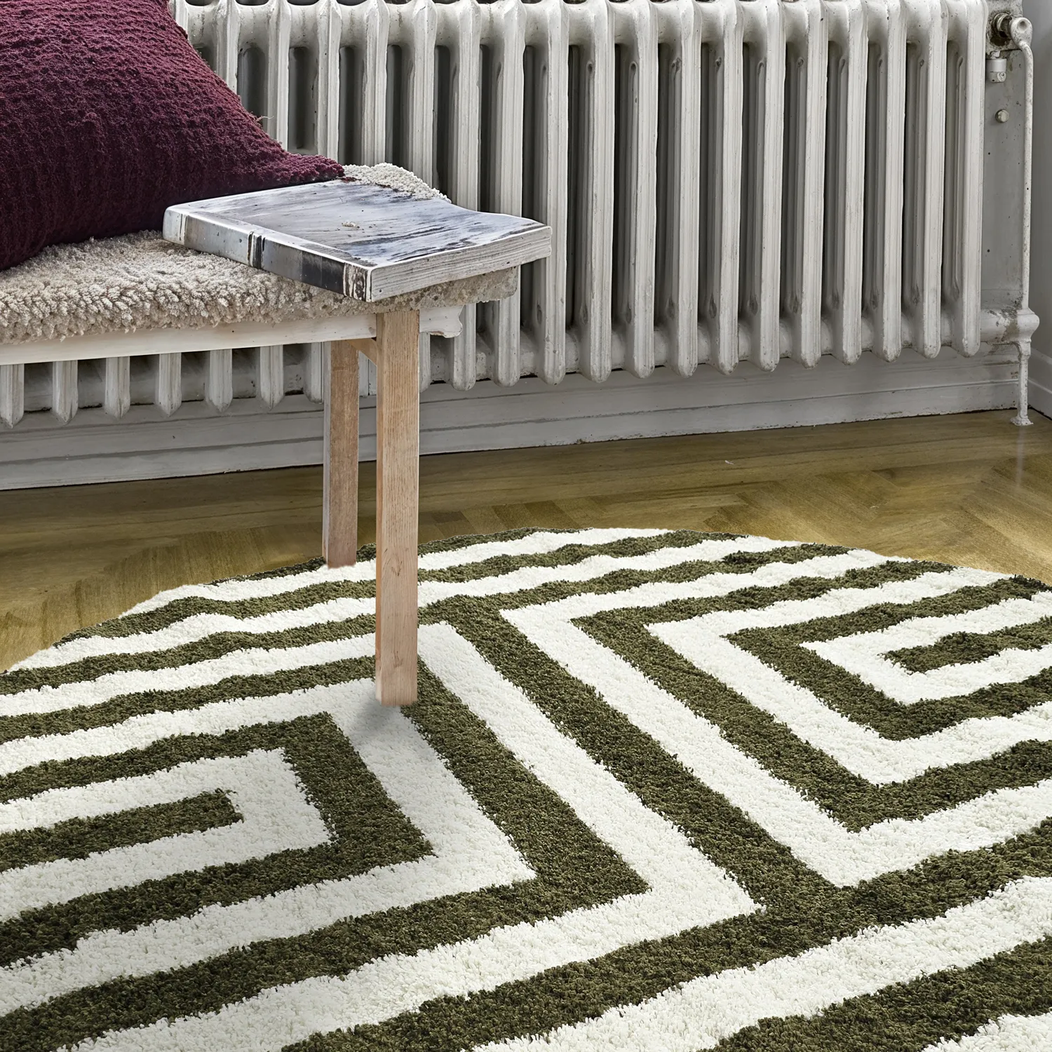 Round rugs - Imilchil (white/green)