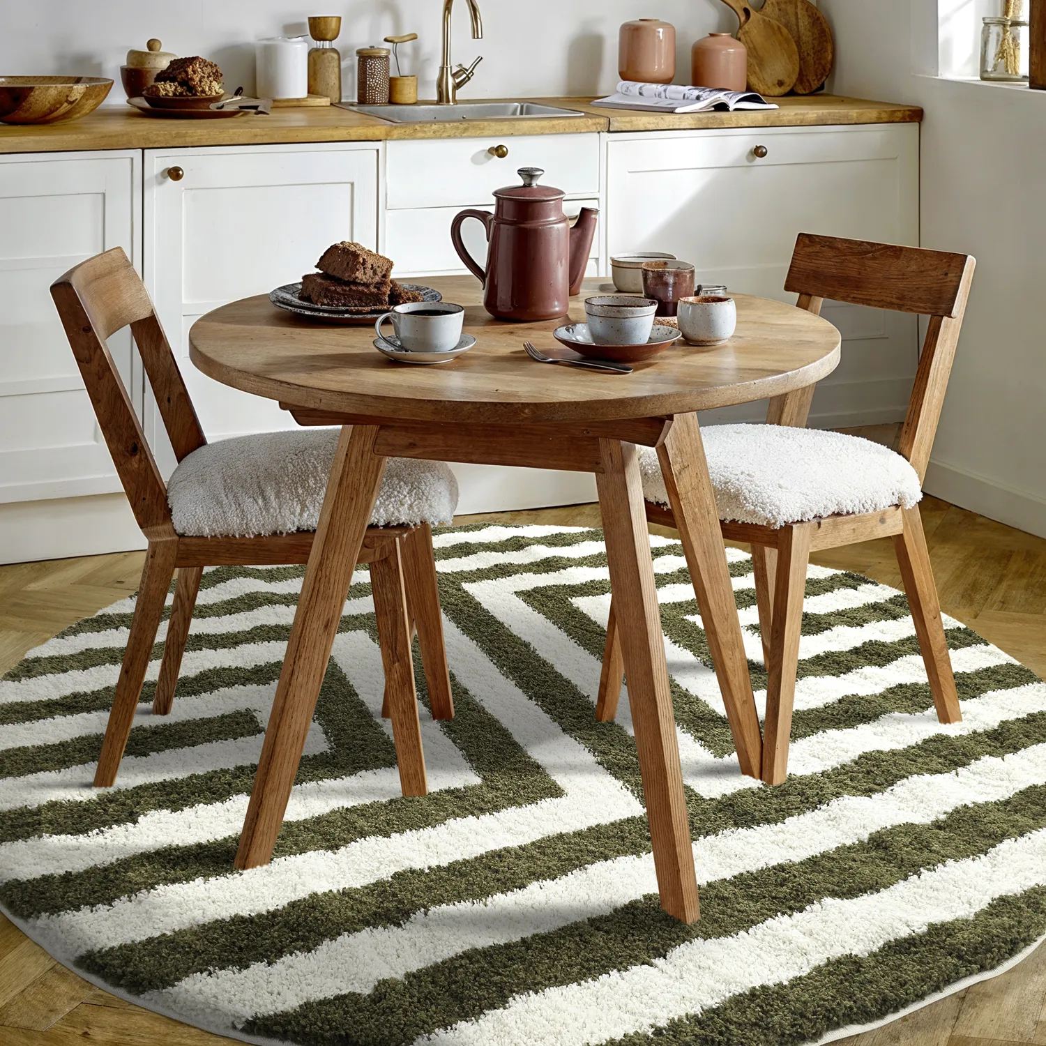 Round rugs - Imilchil (white/green)