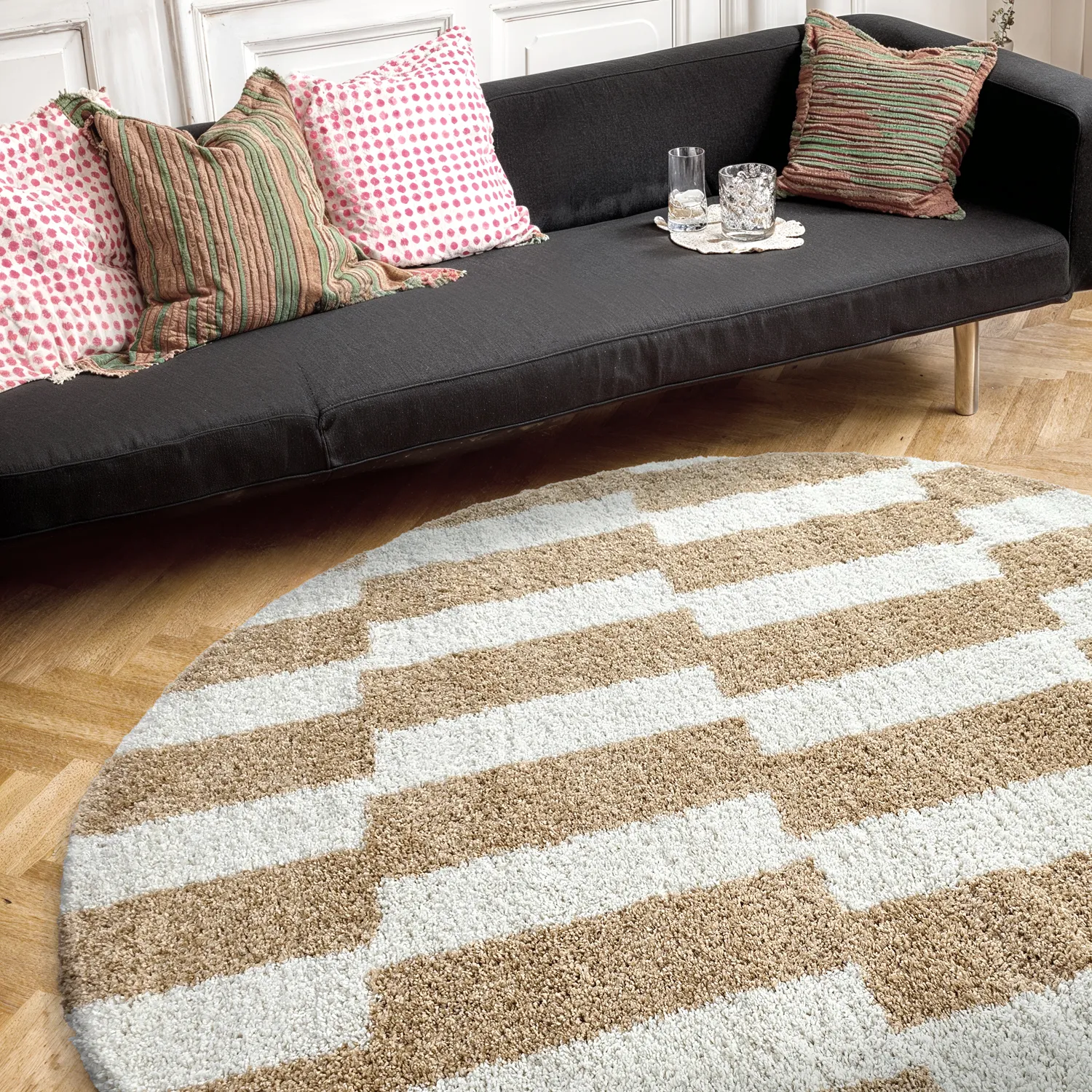Round rugs - Tamri (beige/white)