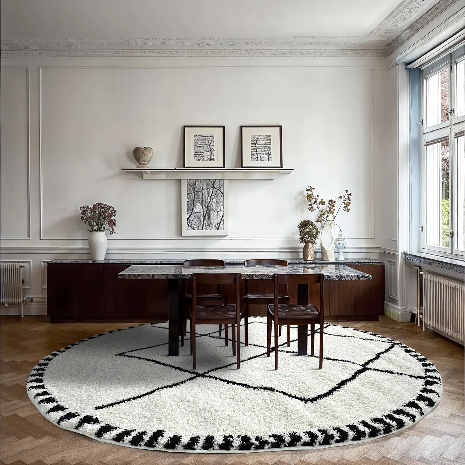 Round rugs - Tiznit (white/black)