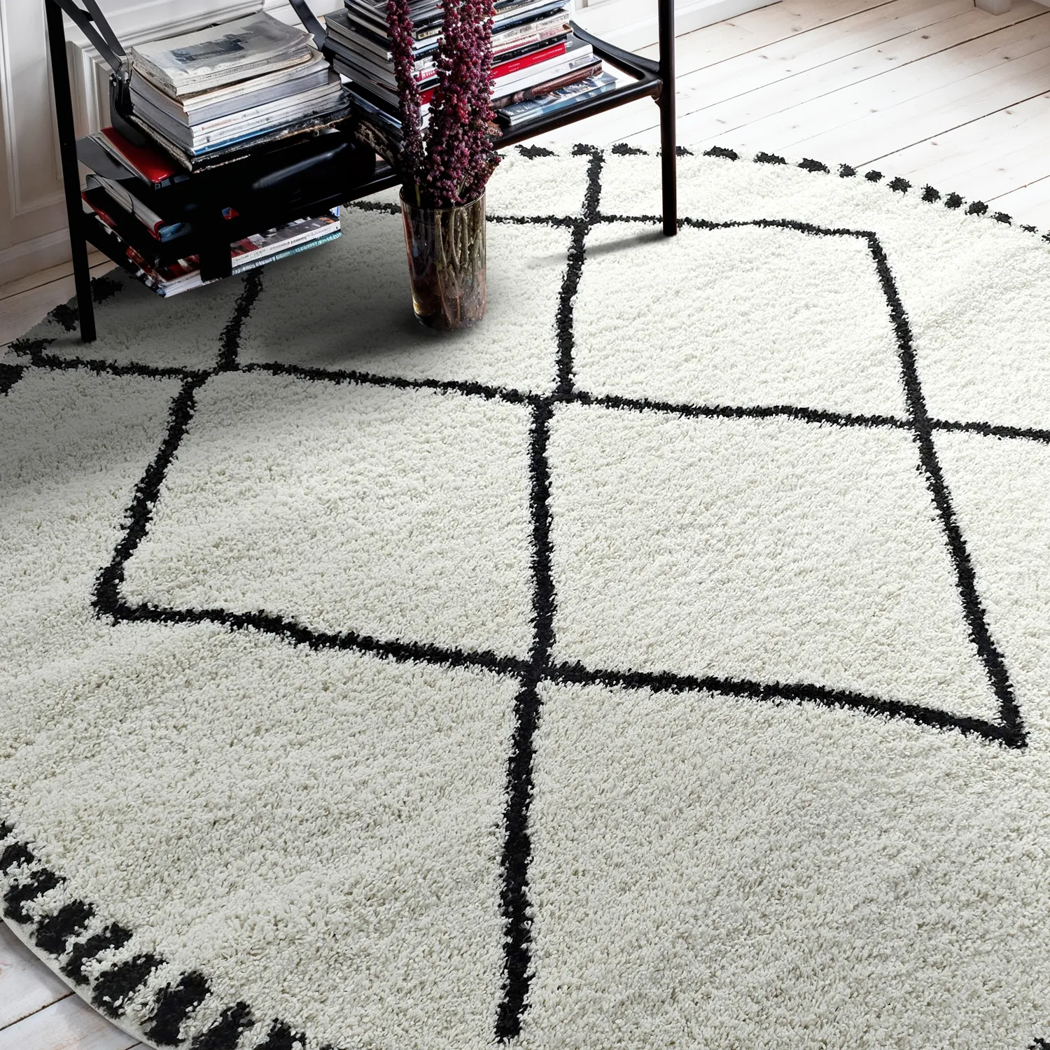 Round rugs - Tiznit (white/black)