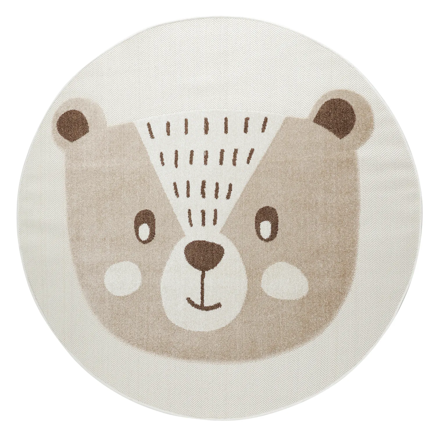 Round Children's Rug - Kind Bear (cream)
