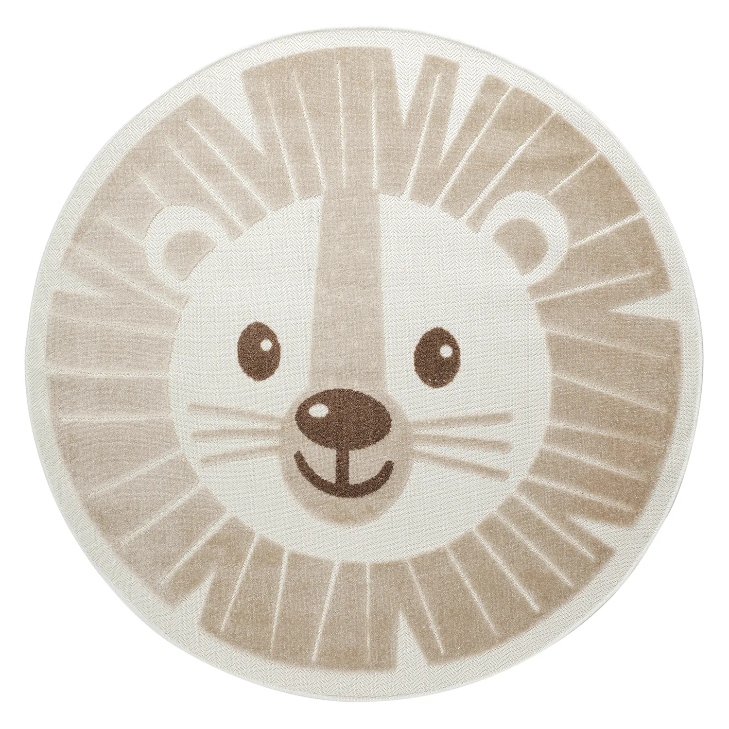 Round Children's Rug - Kind Lion (cream)