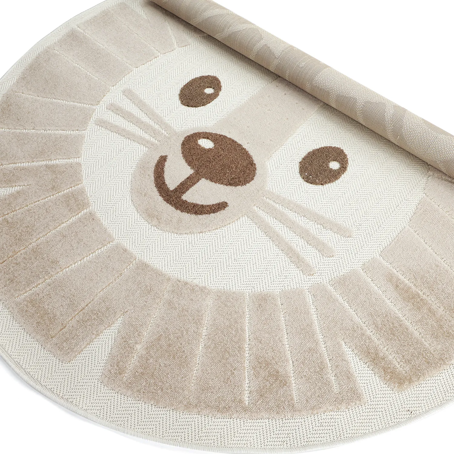 Round Children's Rug - Kind Lion (cream)