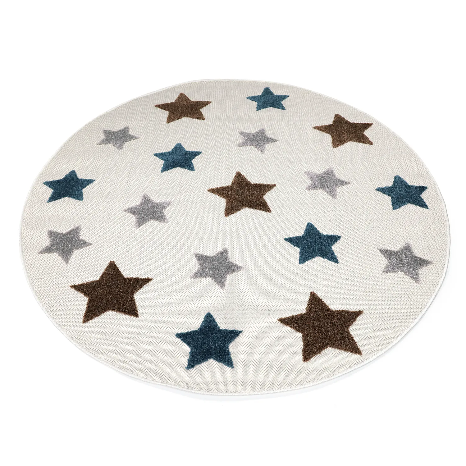 Round Children's Rug - Stars (cream/multi)