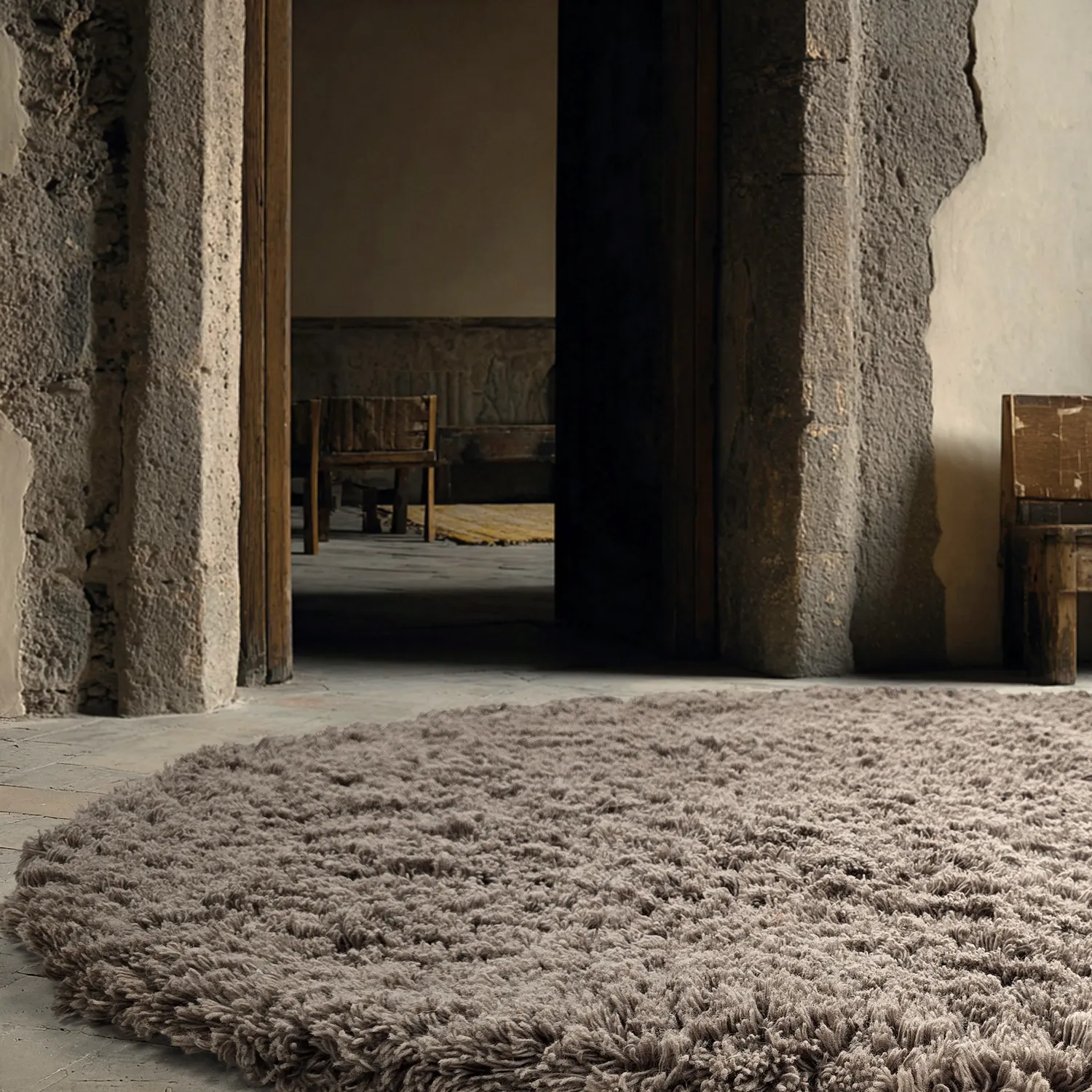 Round rug - Aliste Wool Shaggy (brown)