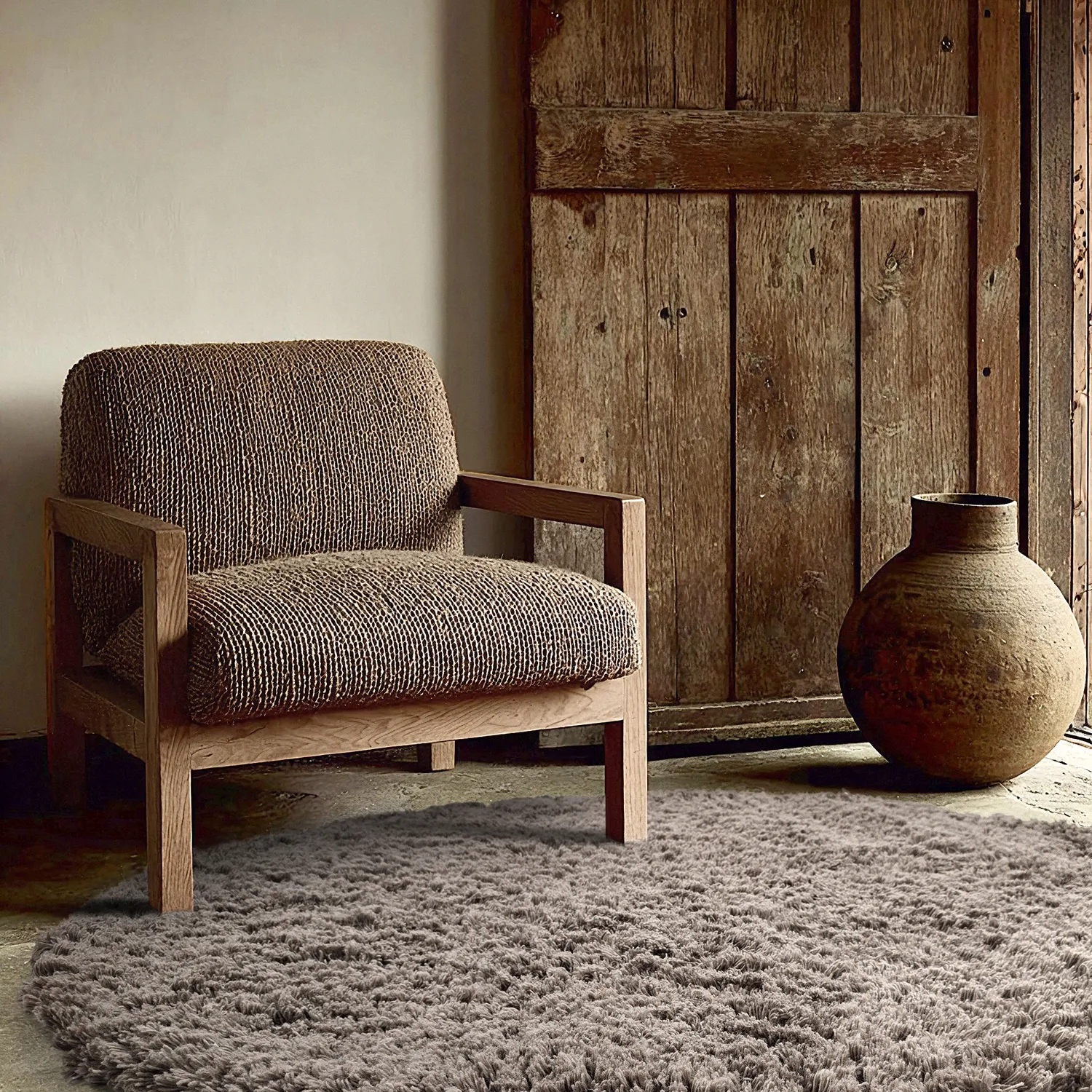 Round rug - Aliste Wool Shaggy (brown)