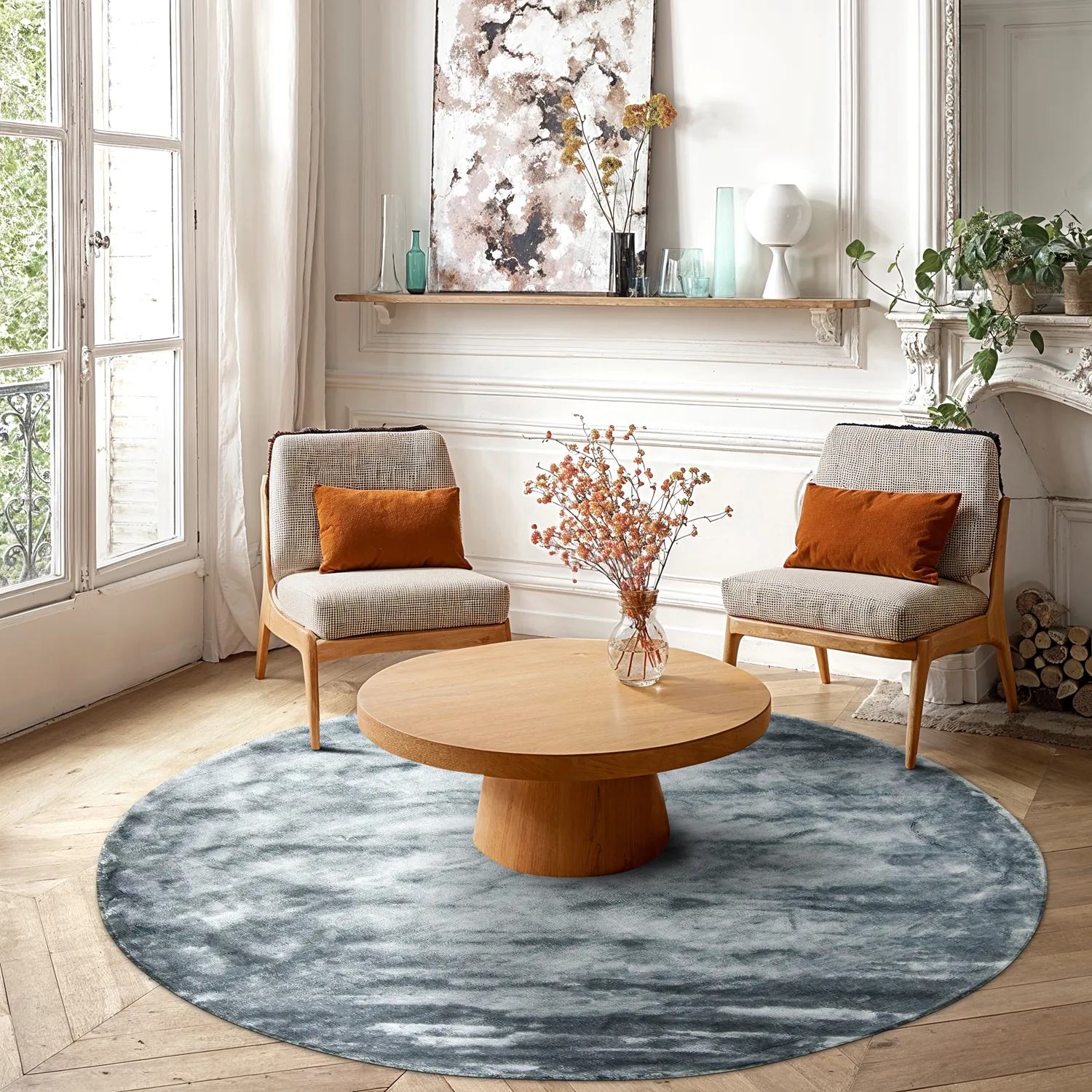 Round rug - Jodhpur Special Luxury Edition (blue/grey)