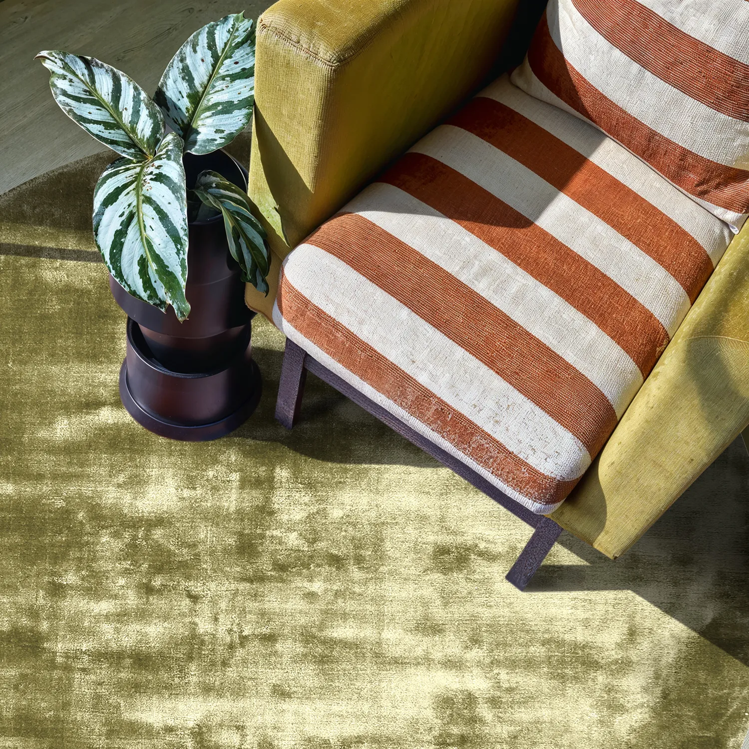 Round rug - Jodhpur Special Luxury Edition (olive green)