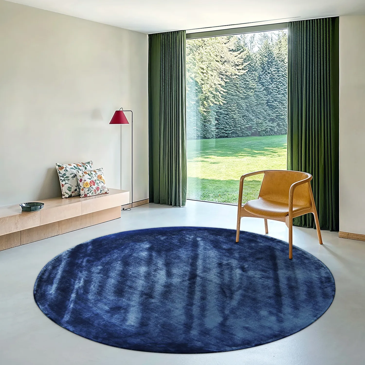 Round rug - Jodhpur Special Luxury Edition Viscose (blue)