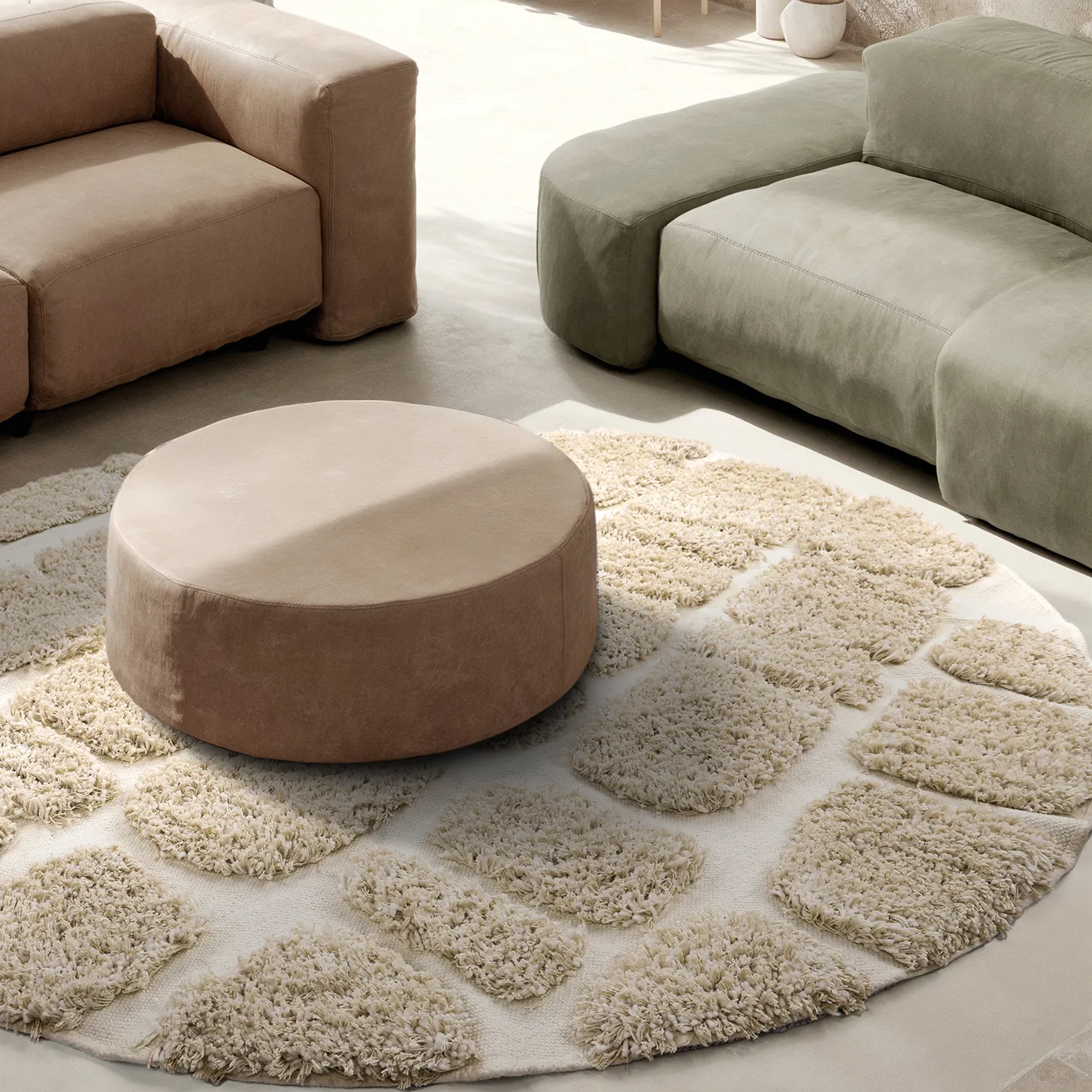 Round rug - Otranto Natural Cotton Shaggy (off-white)