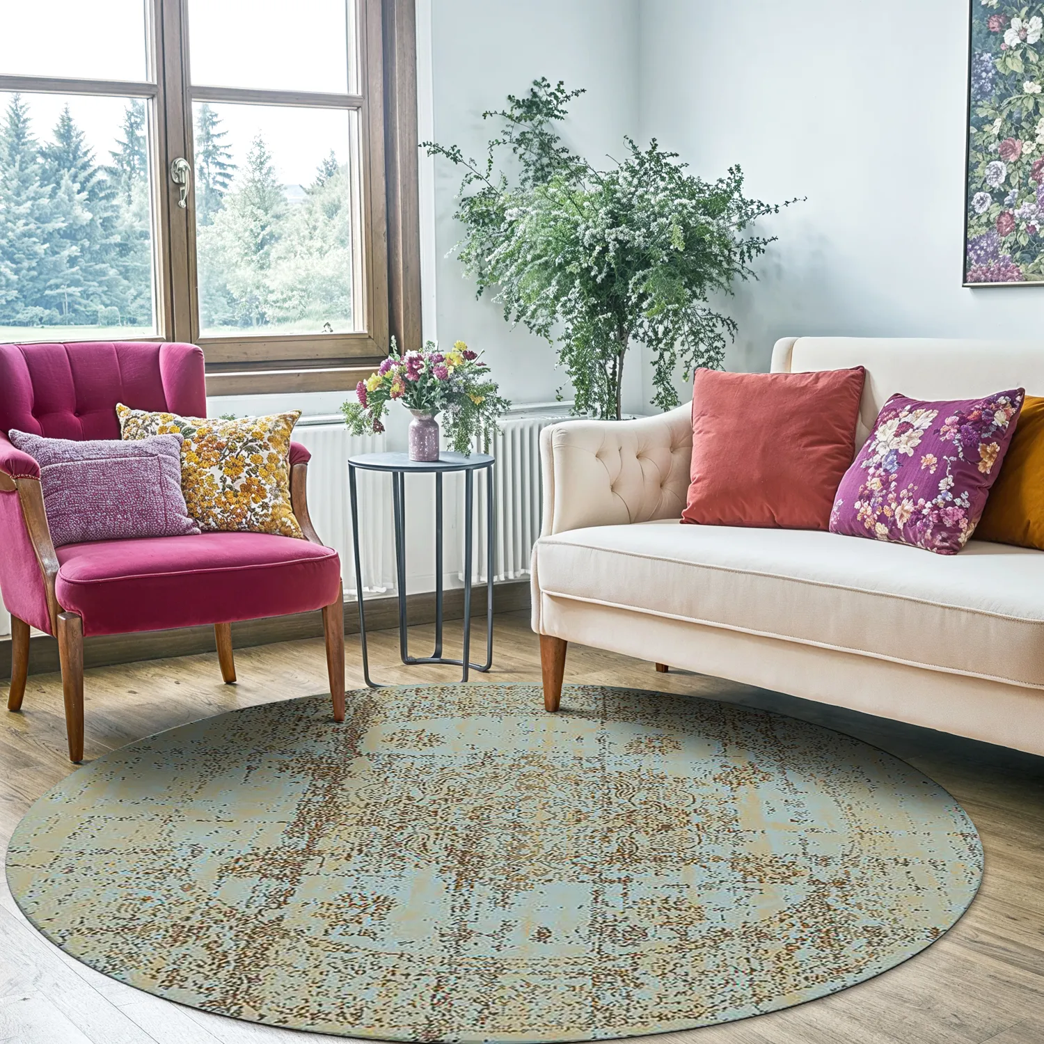 Round rug - Peking Royal (turquoise)