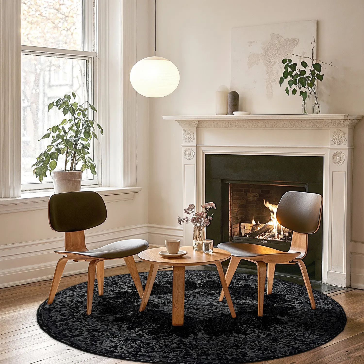 Round rug - Peking (black)