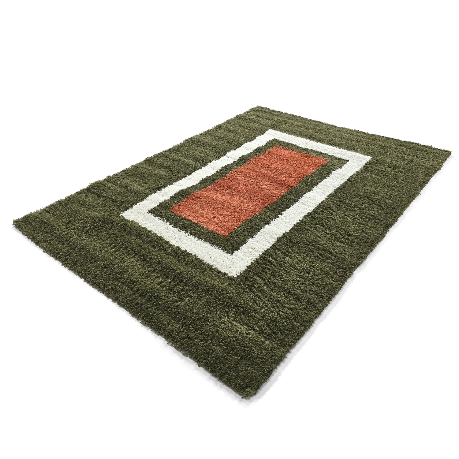 Shaggy rugs - Alsace (green/white/orange)