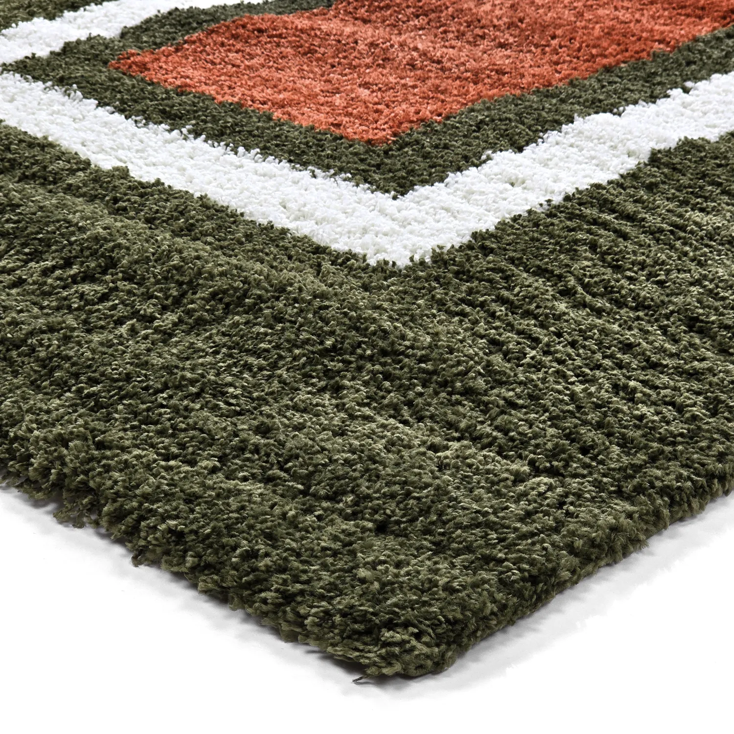 Shaggy rugs - Alsace (green/white/orange)