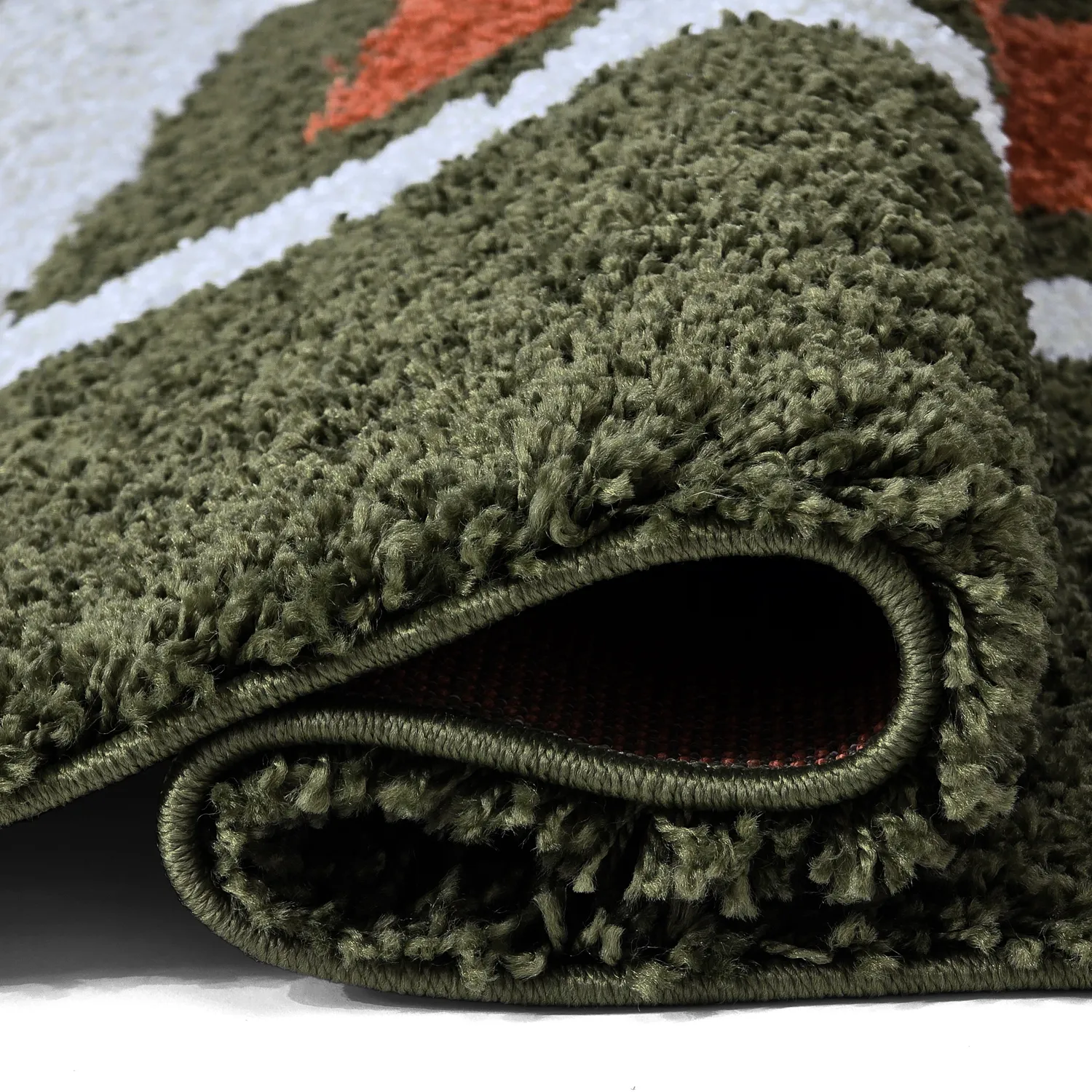 Shaggy rugs - Alsace (green/white/orange)